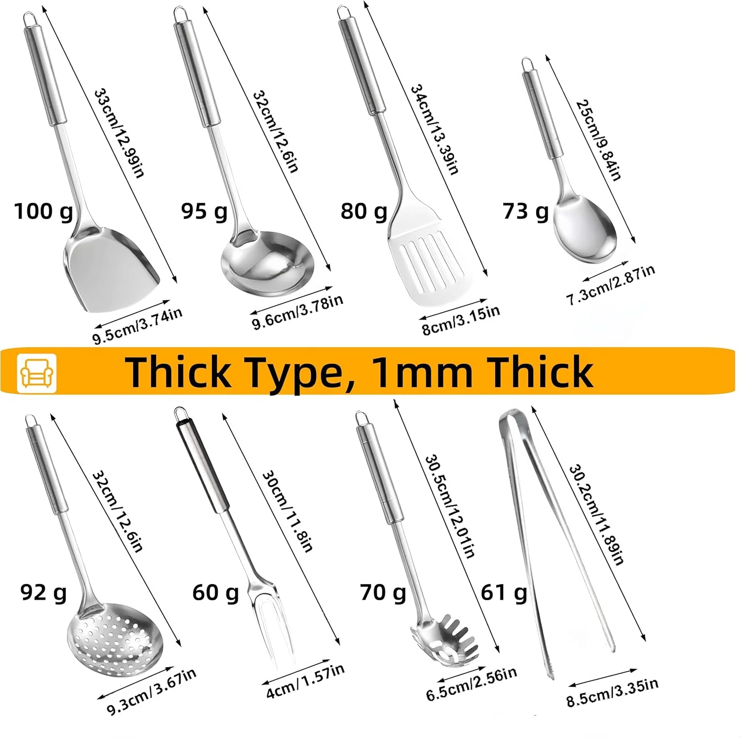 HOLADAWN Stainless Steel Cooking Utensil Set Premium Serving Spatulas DEMO - Image 2