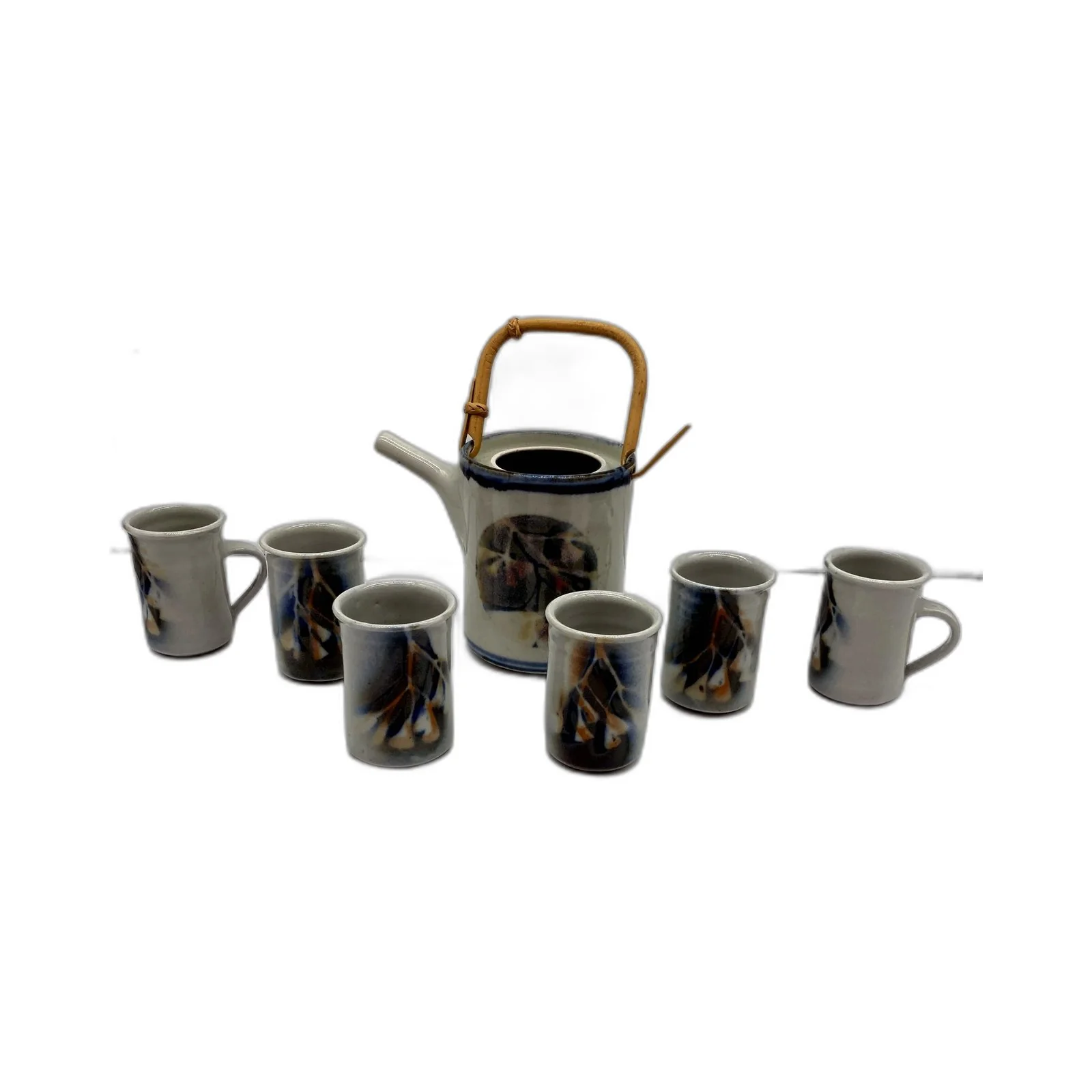 Handcrafted Jan Lewis 7Pce Ceramic Teapot Set in Multi Color Australiana