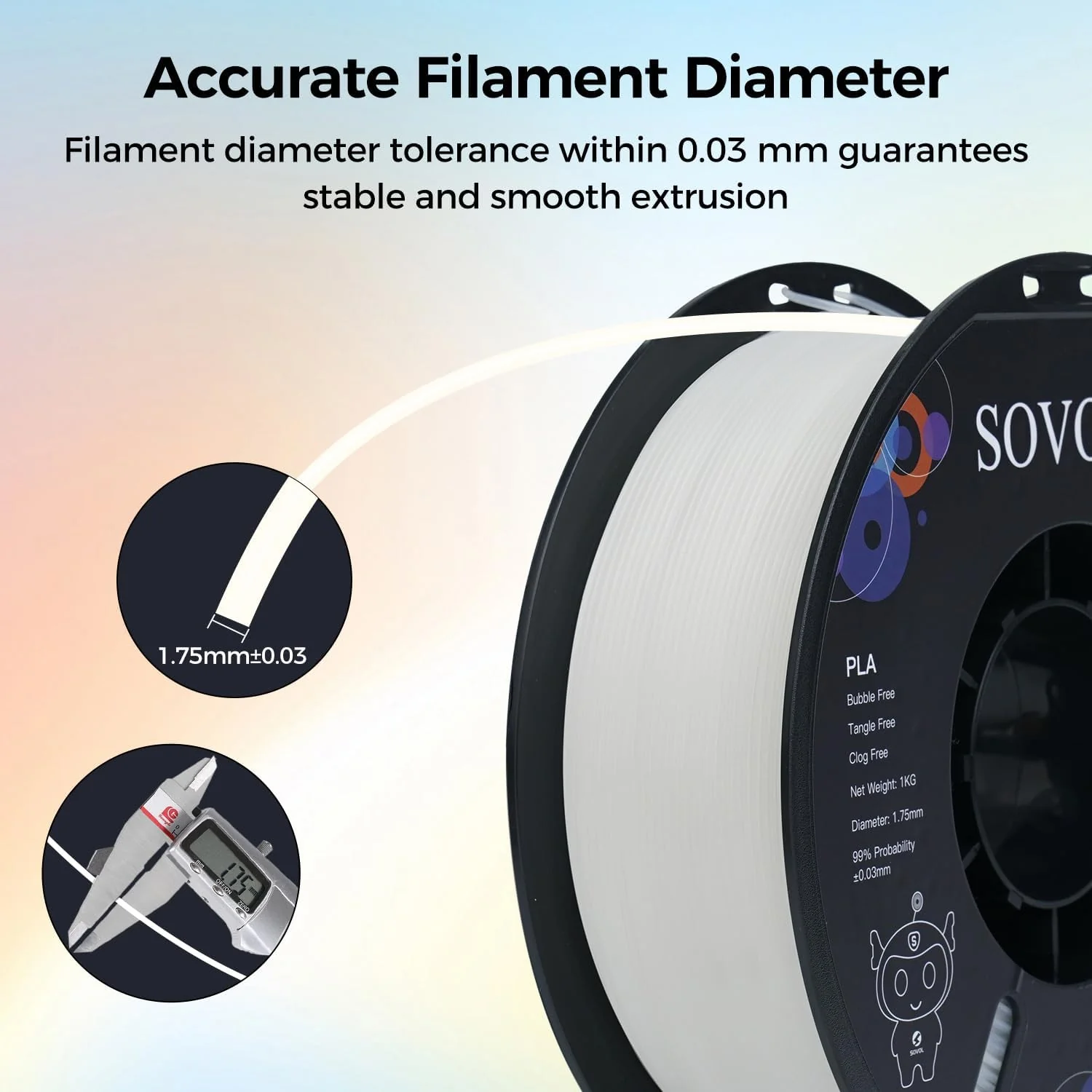Sovol 3D Printer Glow in the Dark PLA Filament Night Light Multicolor 1kg DEMO - Image 6