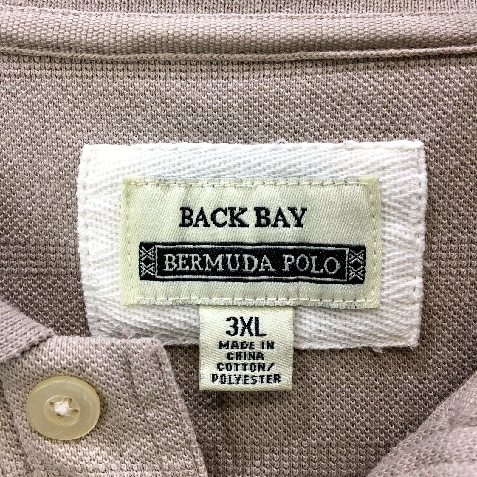 Back Bay Mens Beige Bermuda Polo Shirt - 3XL Size - Image 3