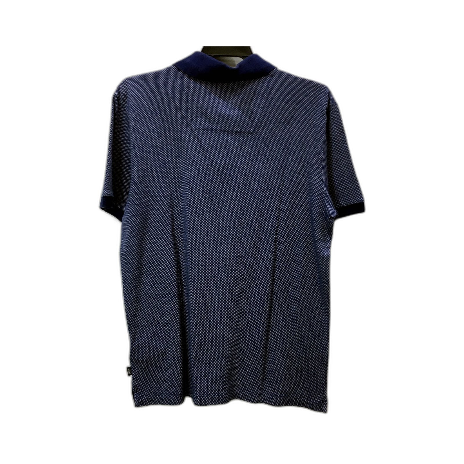 Hugo Boss Mens Navy Blue Patterned Cotton Polo Shirt, Size M - Image 2
