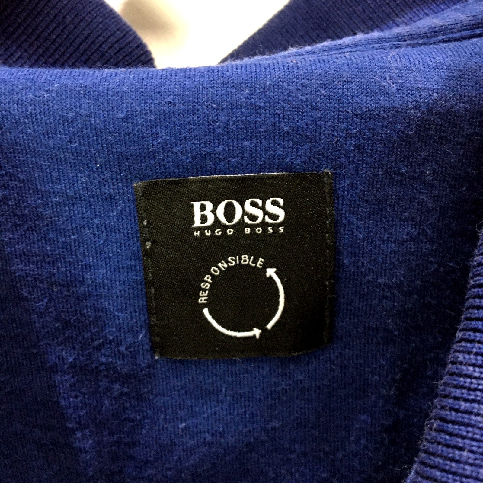 Hugo Boss Mens Navy Blue Patterned Cotton Polo Shirt, Size M - Image 5