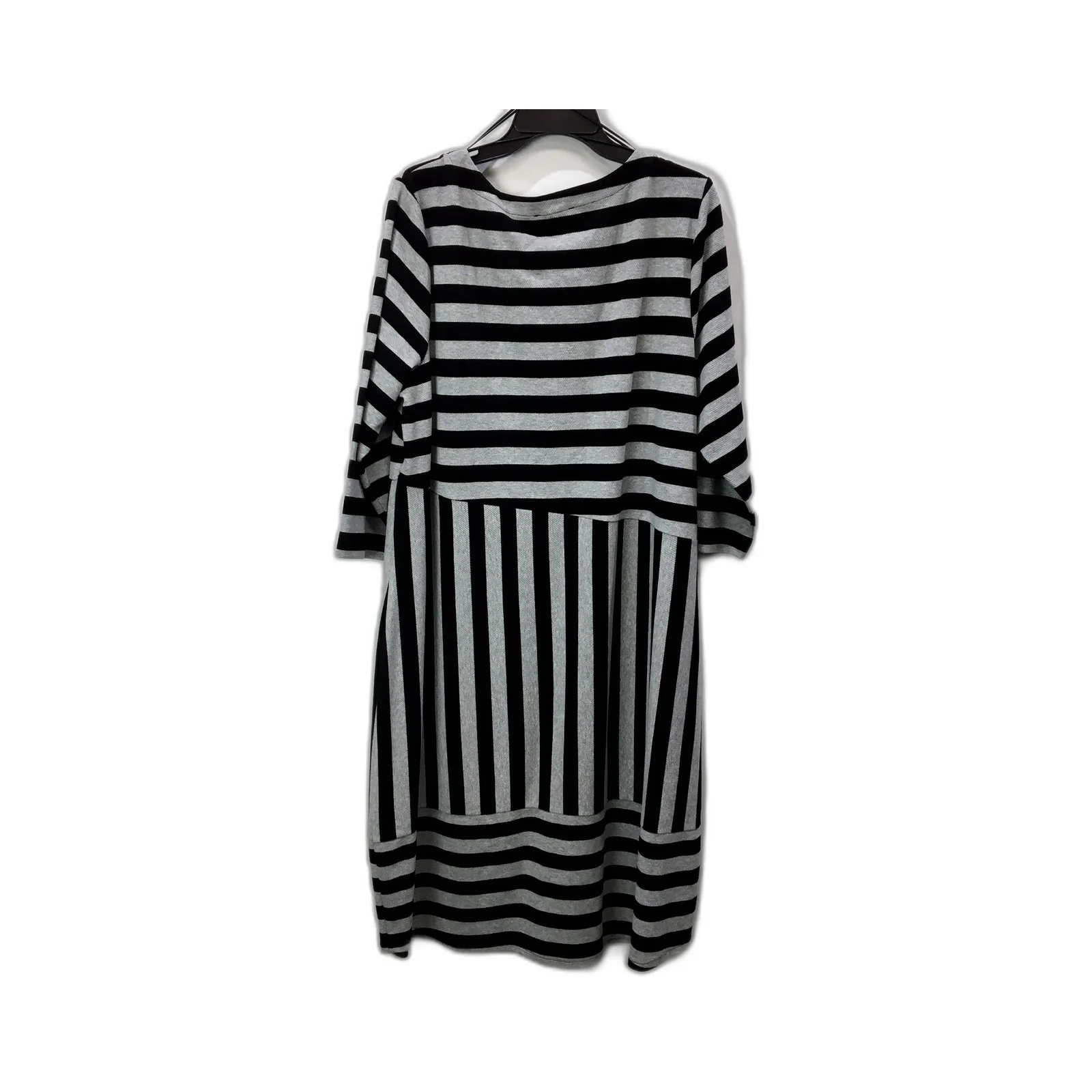 Regatta Womens Striped Knee-Length Dress Long Sleeve Cotton Black and Grey NEW - Image 2