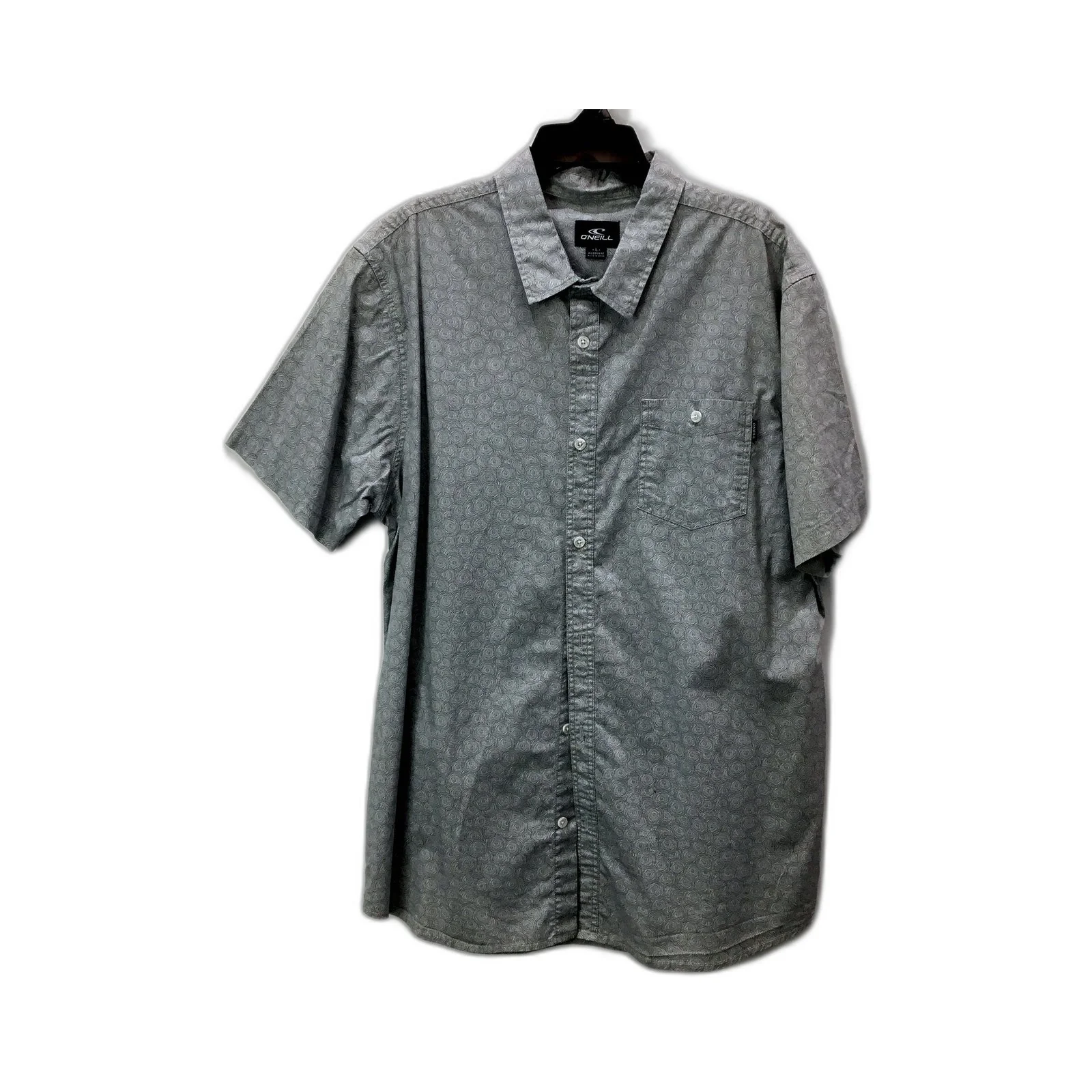 O'Neill Mens Gray Cotton Blend Button-Down Casual Shirt in Size L