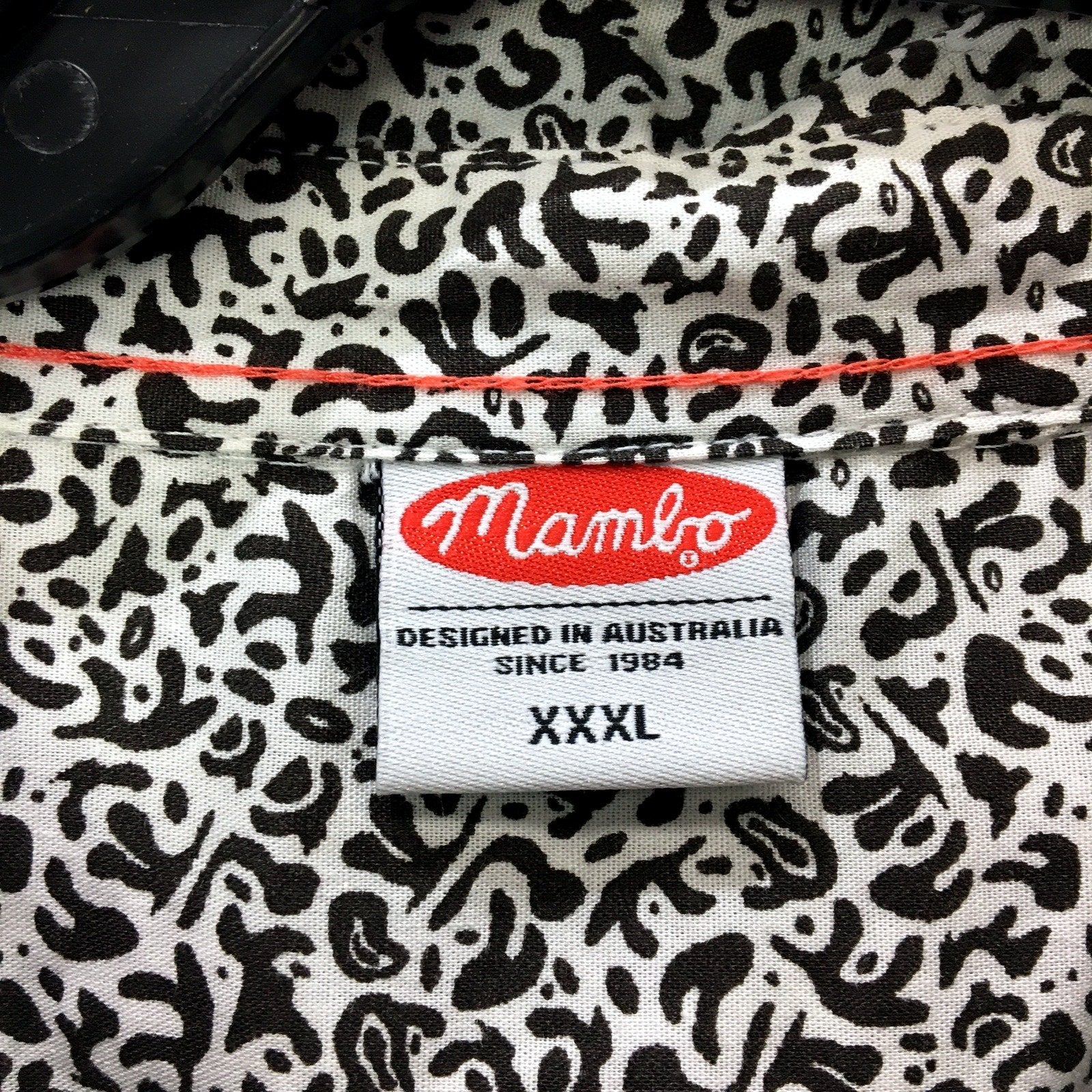 Mambo Mens Button-Down Shirt Black and White Leopard Print Cotton Casual NEW - Image 3