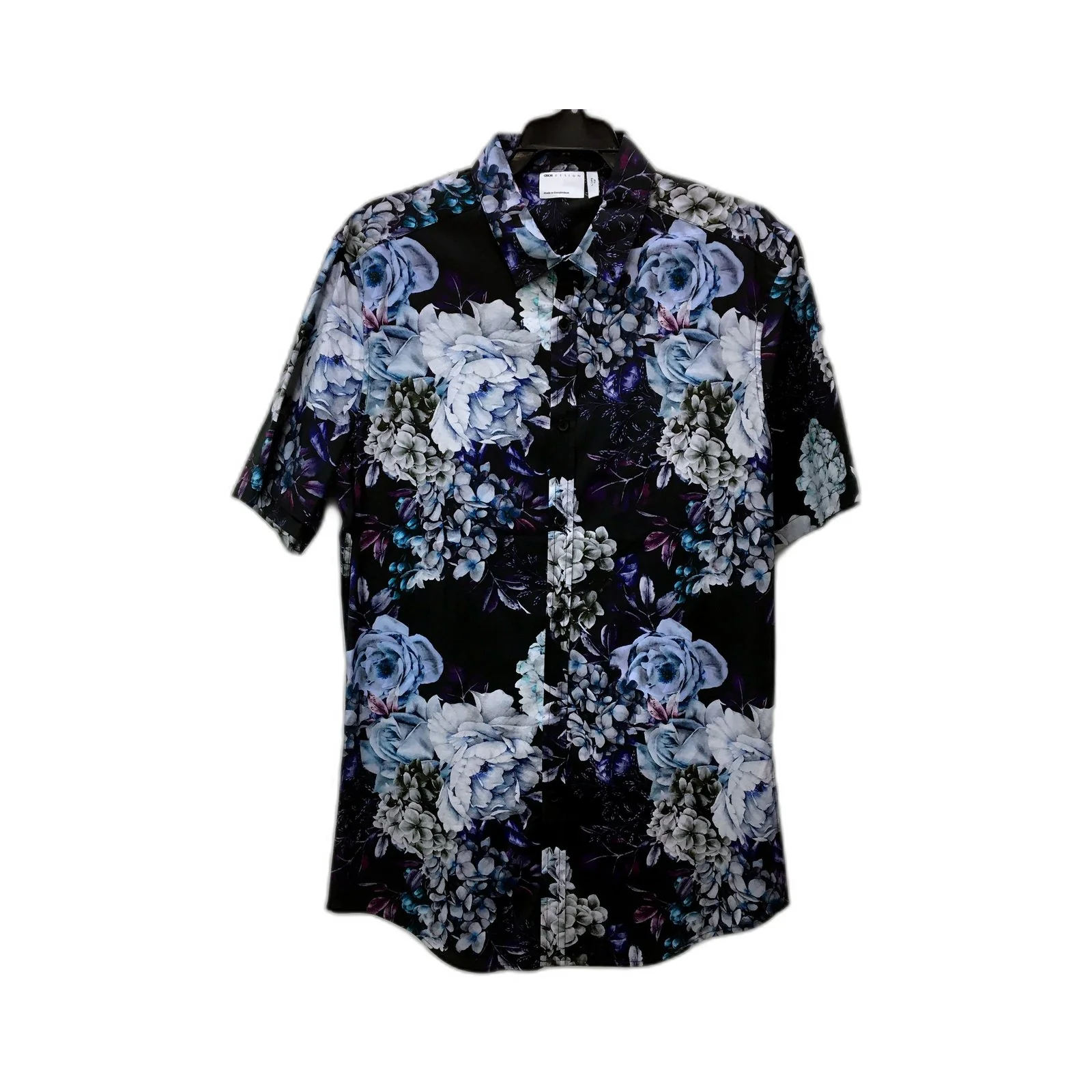 ASOS Design Mens Button-Down Shirt Floral Print Long Sleeve Cotton Size L NEW
