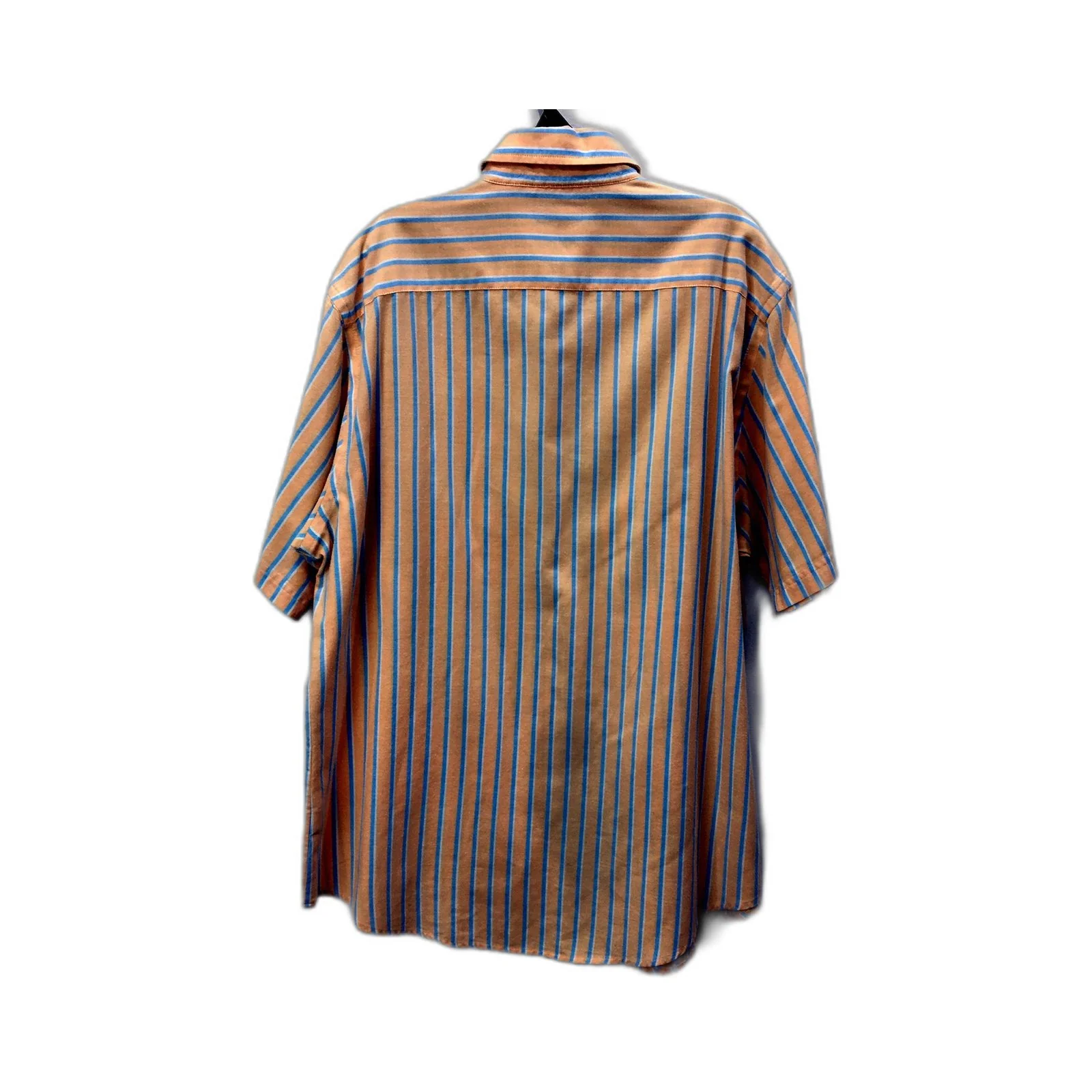 Croft & Barrow Mens Button-Down Shirt Tan Blue Striped Cotton Blend Size L - Image 2