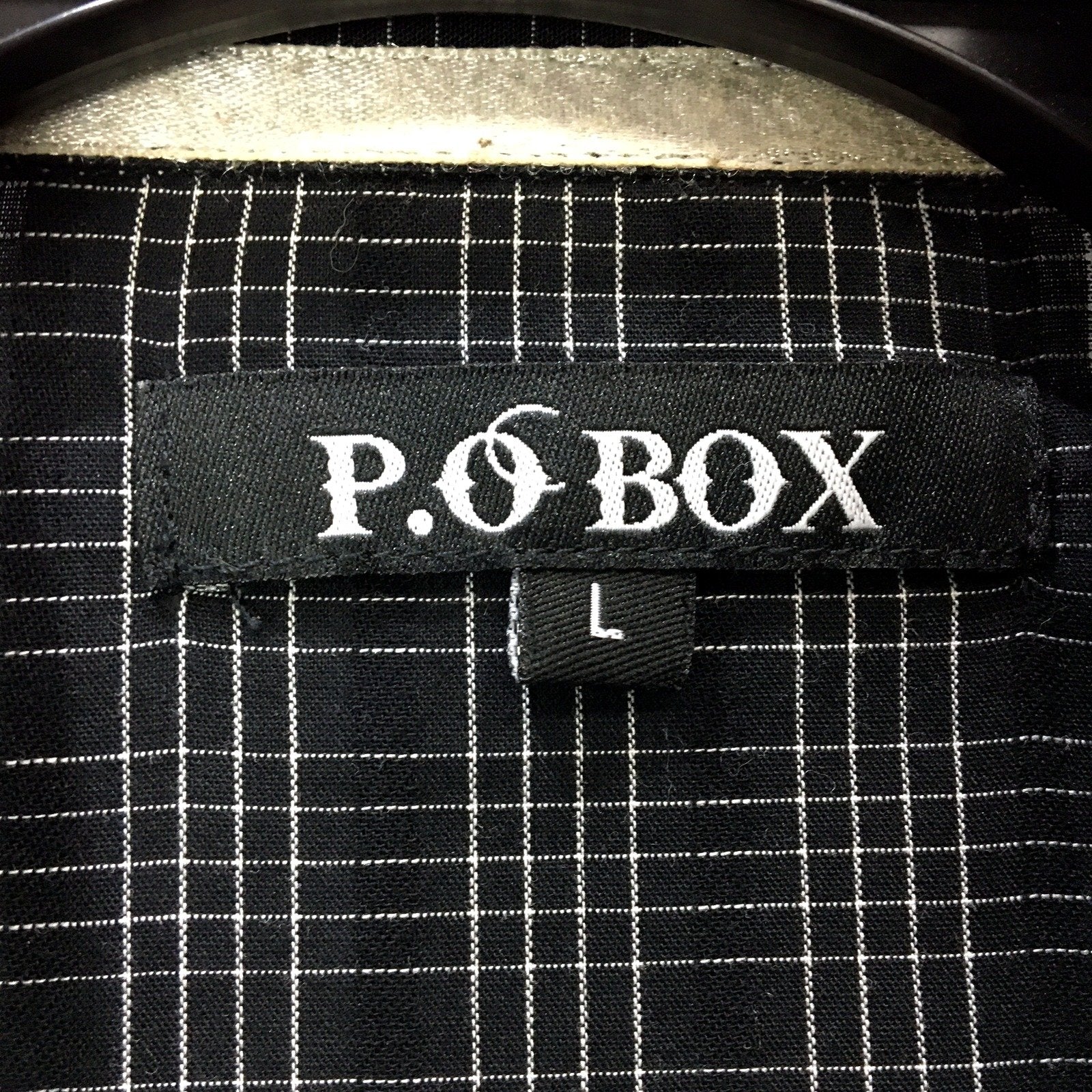 P.O. Box Mens Black and White Plaid Button-Down Shirt Cotton Casual Size L - Image 4