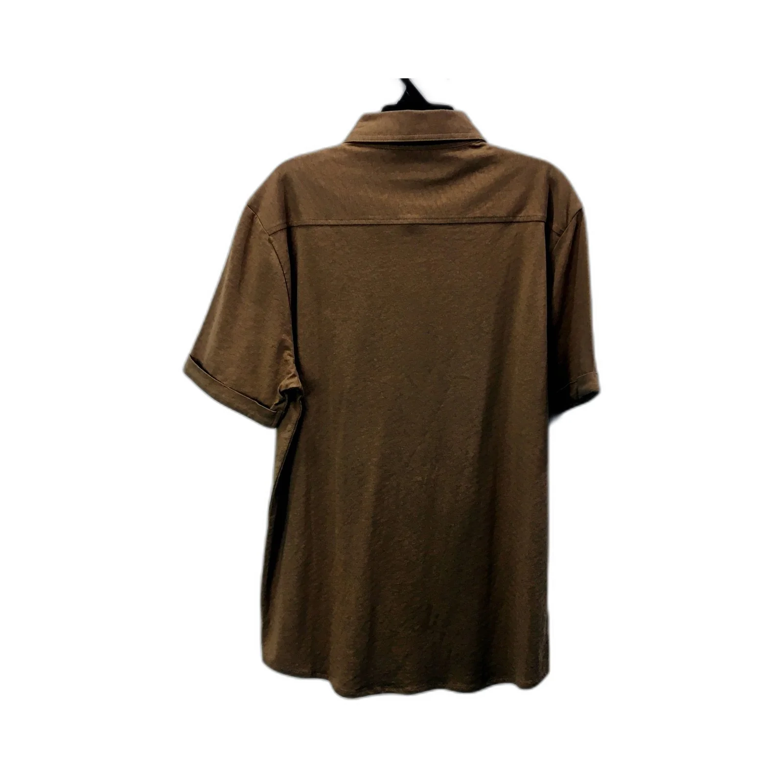Alim Knit Mens Brown Cotton Casual Shirt with Jersey Design, Size M NEW - Image 2