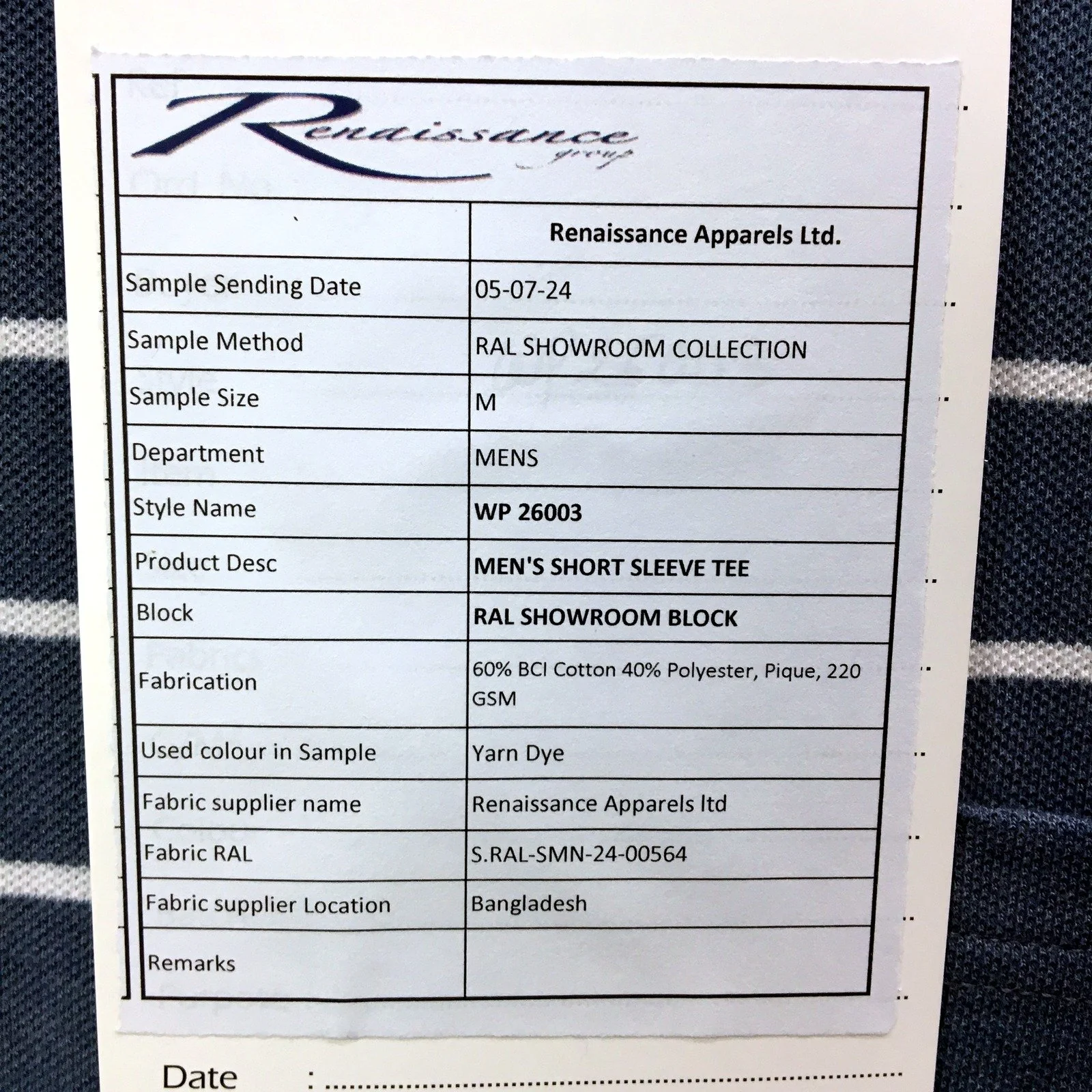 Renaissance Apparels Ltd. Mens Navy Blue and White Striped Short Sleeve NEW - Image 3