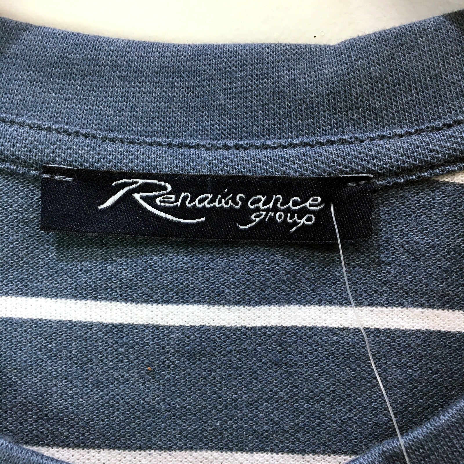 Renaissance Apparels Ltd. Mens Navy Blue and White Striped Short Sleeve NEW - Image 4
