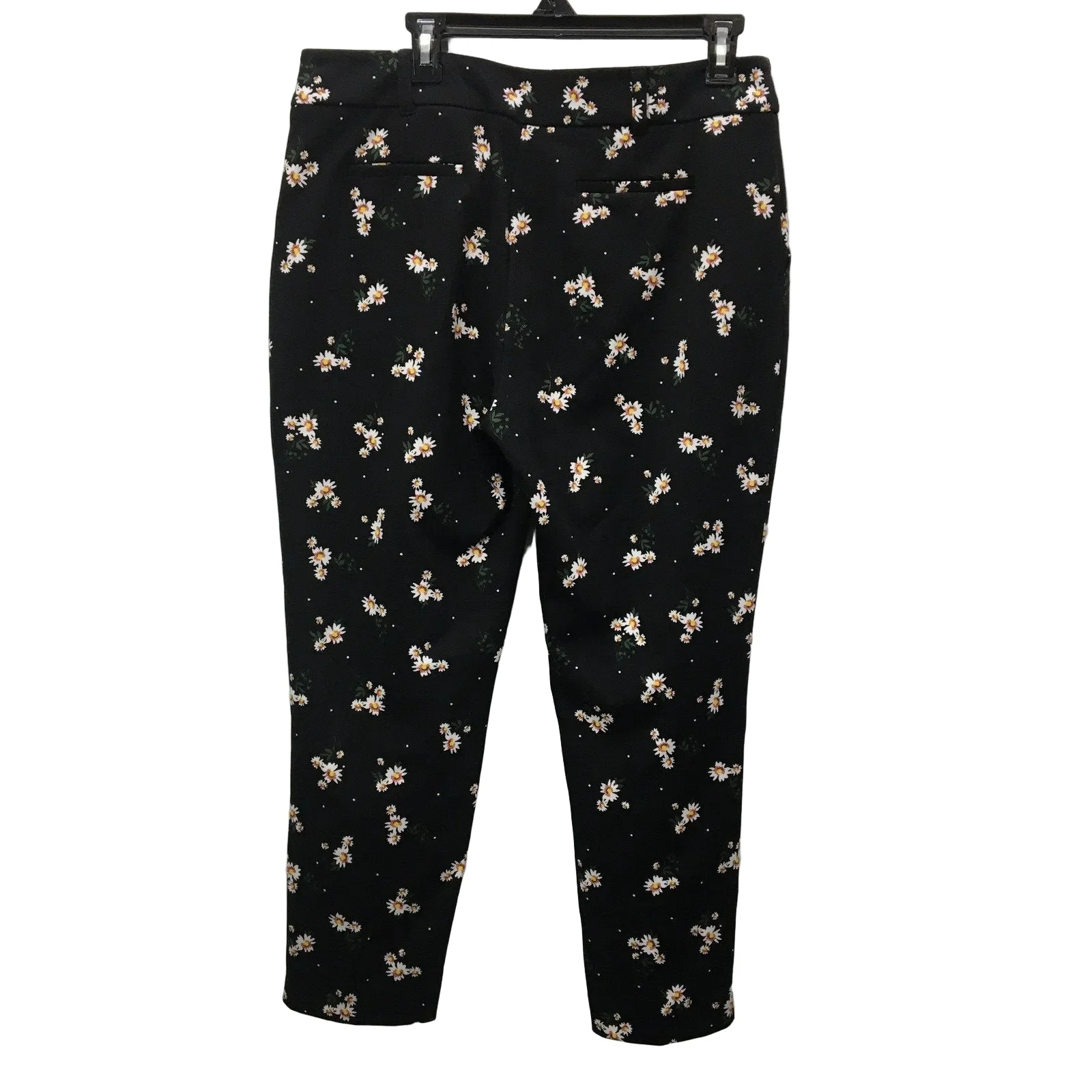 Dorothy Perkins Floral Print Pants Black with White flower Womens Size 14 NEW