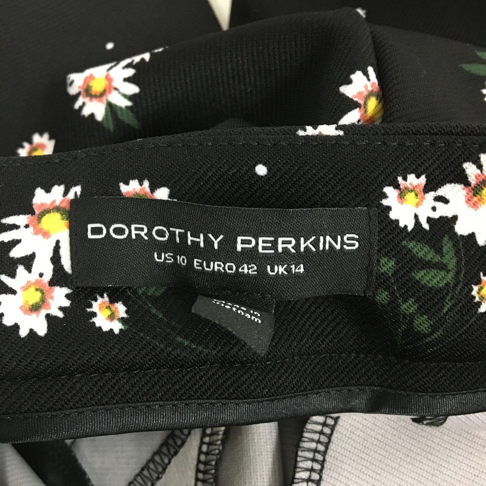 Dorothy Perkins Floral Print Pants Black with White flower Womens Size 14 NEW - Image 5