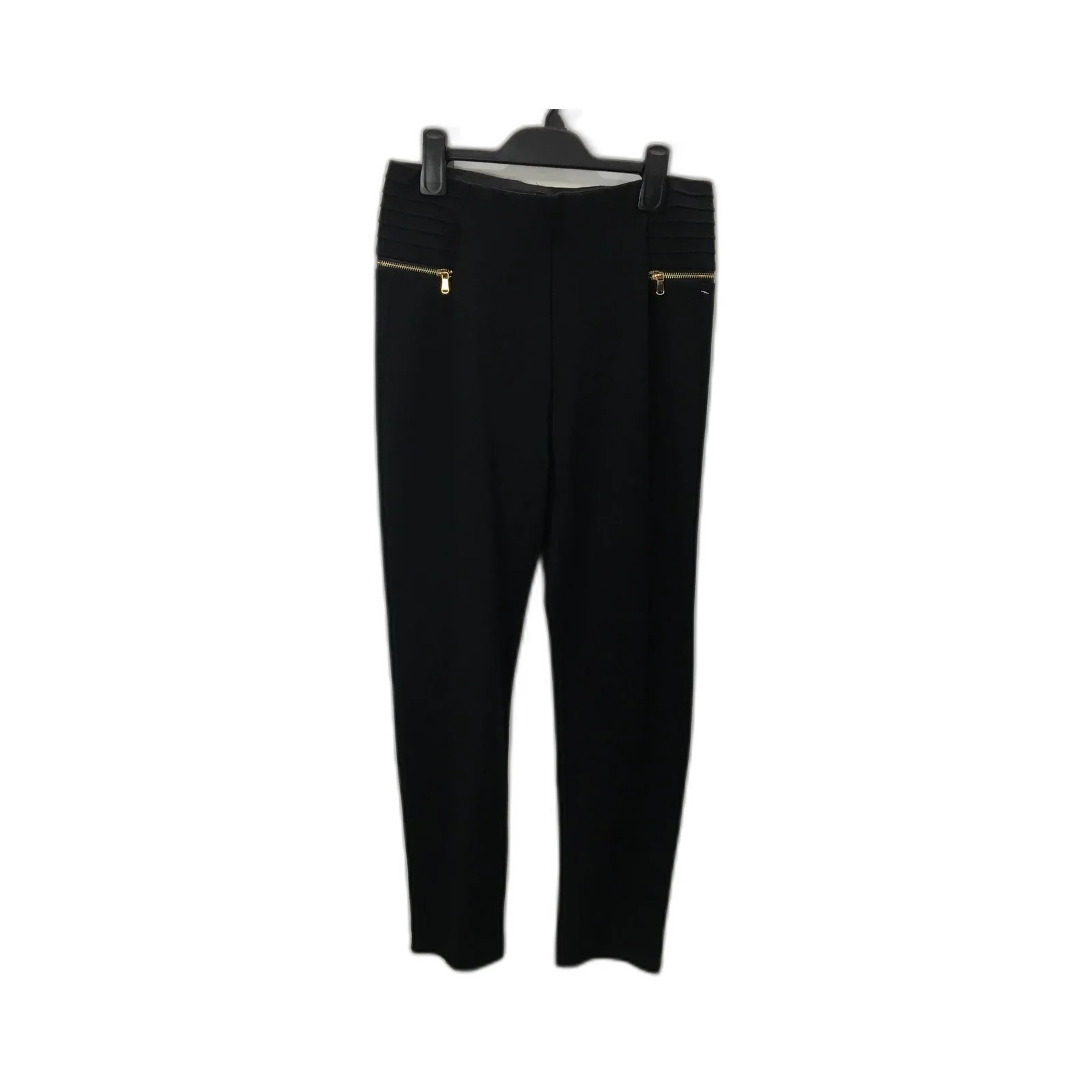 Zara Pleated Trousers Women's Black Elastic Waist Pants Size EUR XL