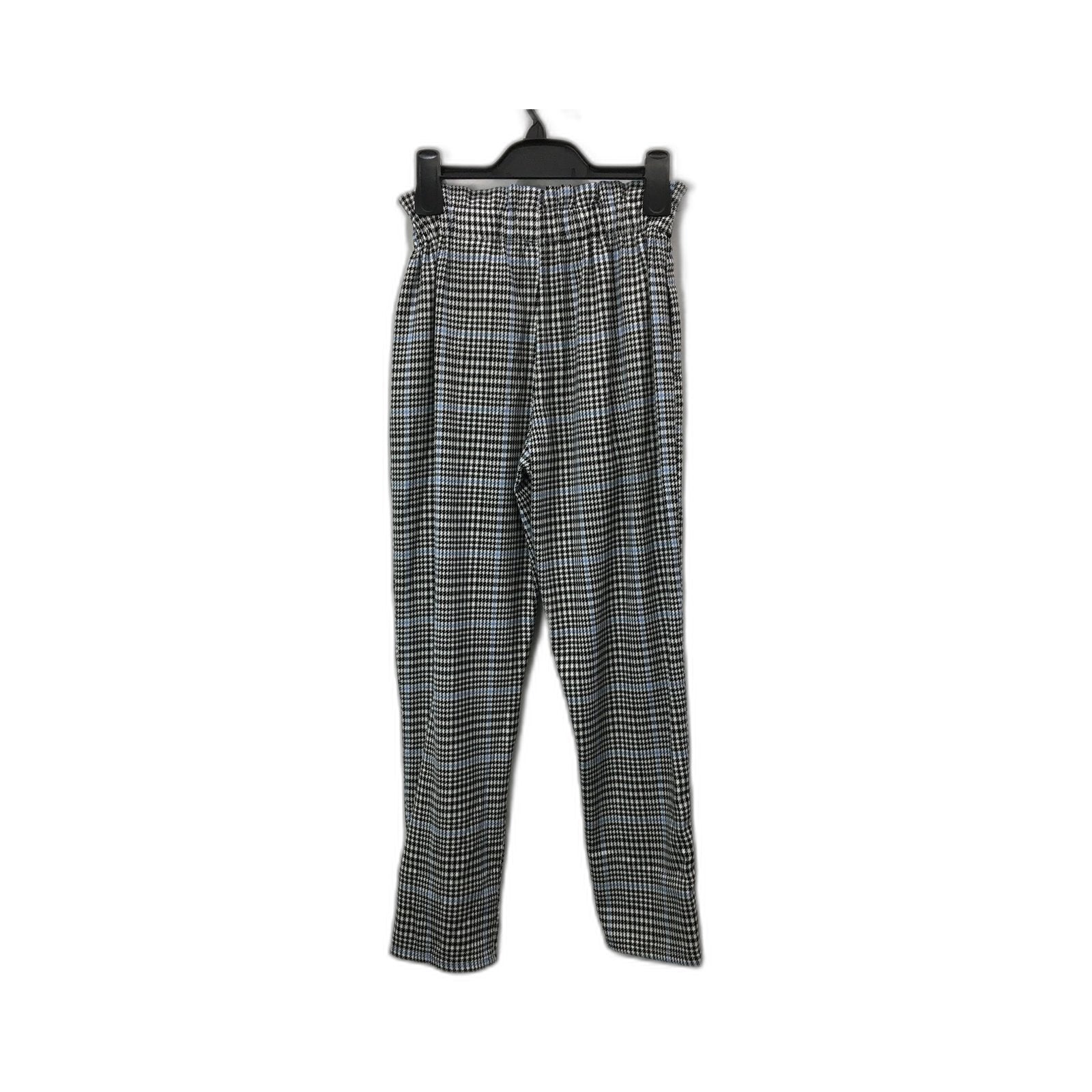 H & M Houndstooth Checkered Elastic Waist Trousers Black and White Women Size 12 - Image 2