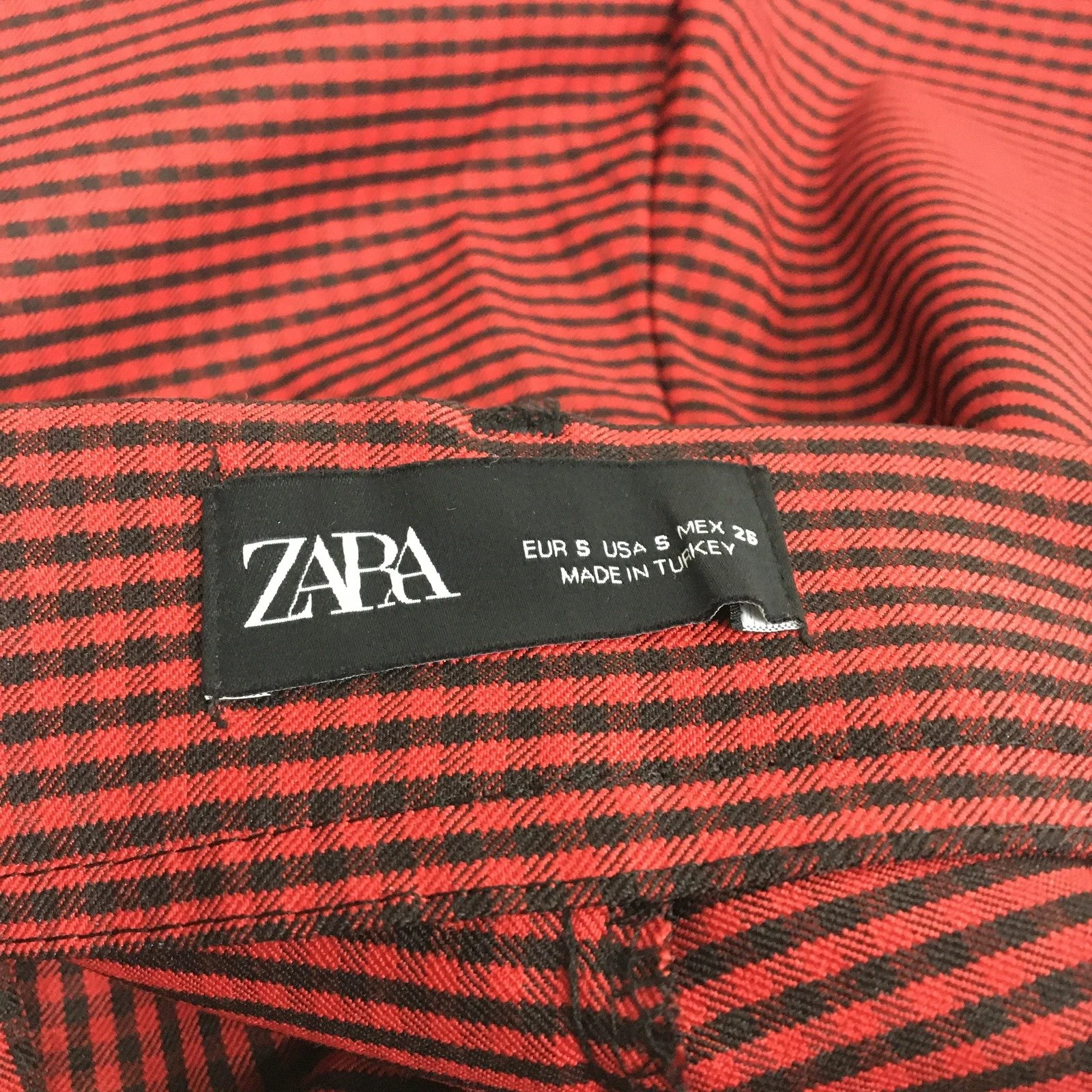 Zara Striped Slim Fit Pants Red and Black Womens Size Small NEW - Image 4