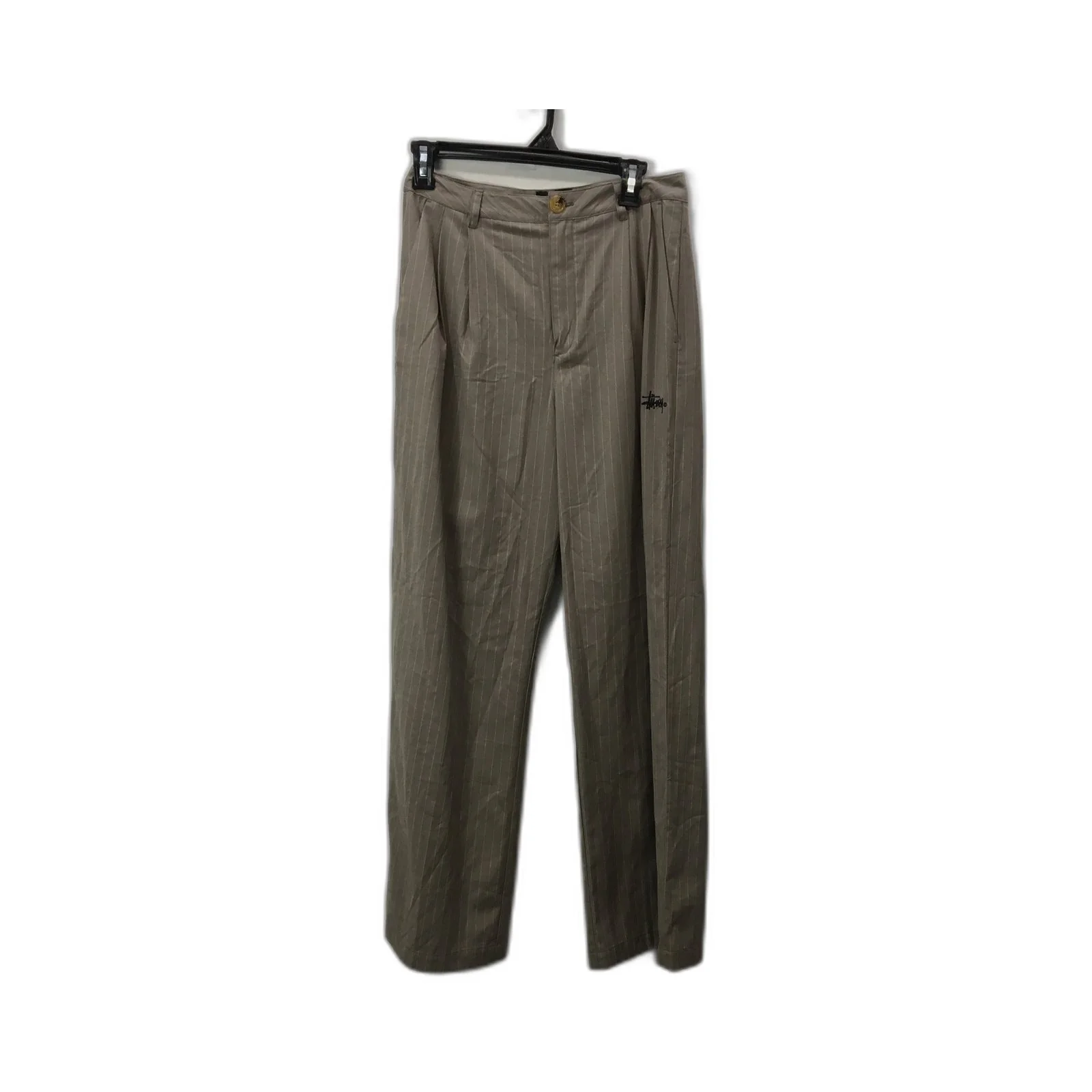 Stussy Pinstripe Dress Pants Relaxed Fit Tan/Beige Womens Size 10