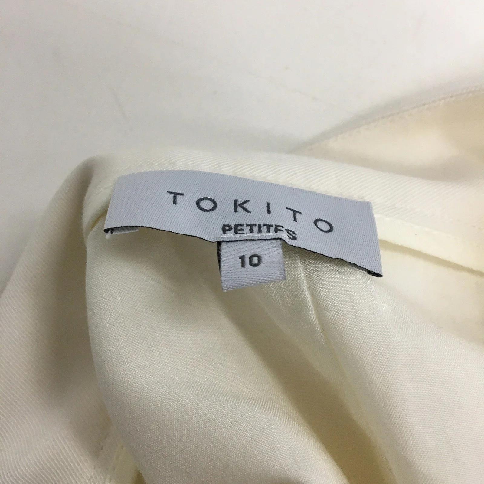 Tokito Wide Leg High Waisted Trousers Cotton Blend Cream Womens Size 10 - Image 4