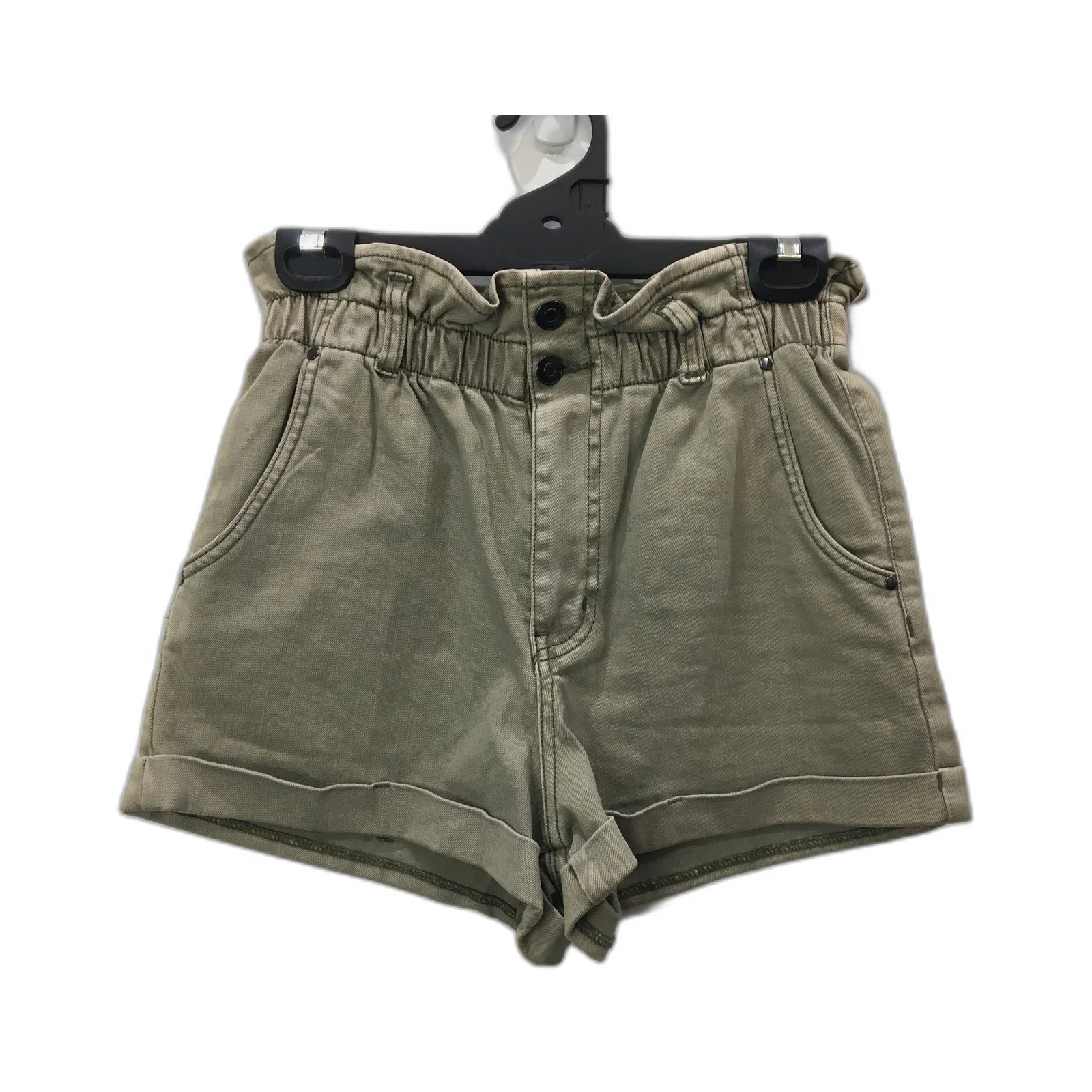 Sass Paperbag Waist Shorts Olive Green Cotton Blend Comfortable Womens Size 8