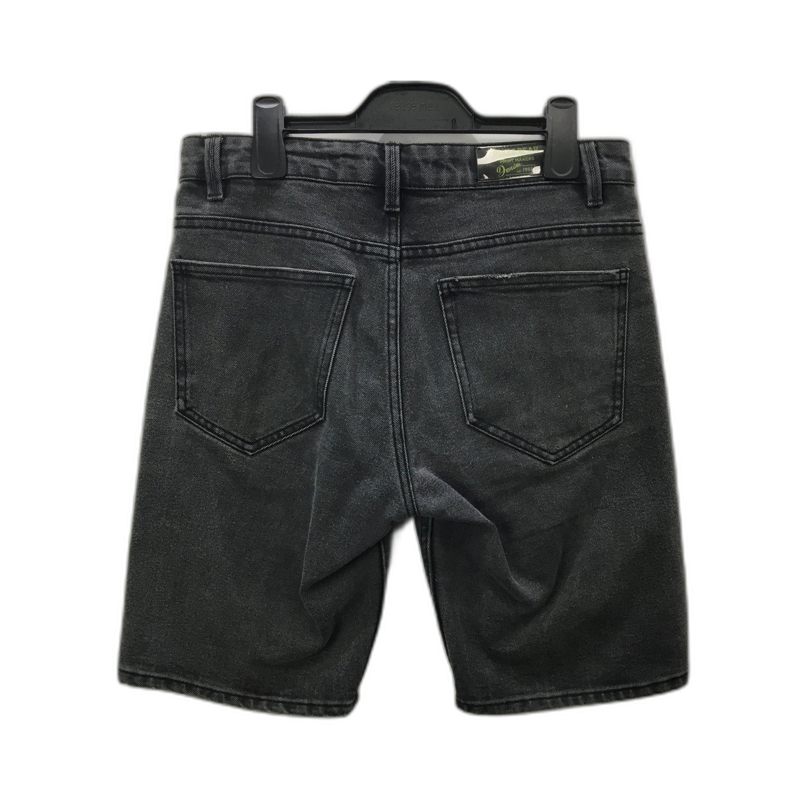 Pull & Bear Denim Shorts Black Relaxed Fit Men's Size 38 - Image 2