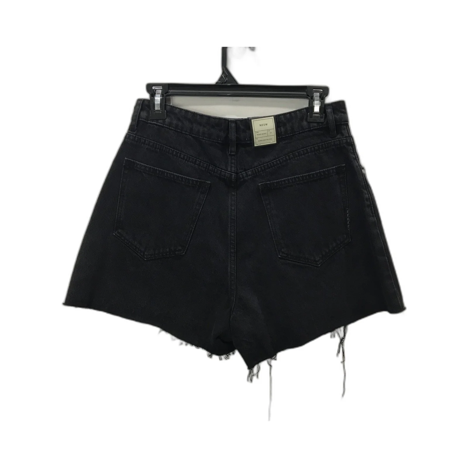Neuw Ryder High Rise Relaxed Fit Denim Shorts Black Distressed Hem Size 28 NEW - Image 2