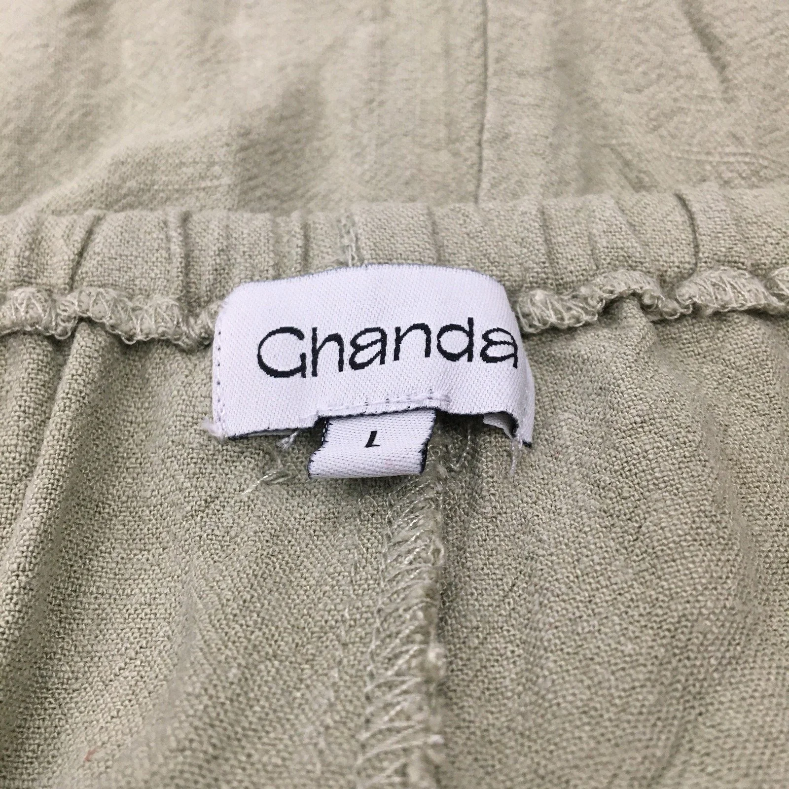 Ghanda Viscose Linen Casual Loungewear Shorts Olive Green Women's Size Large - Image 2