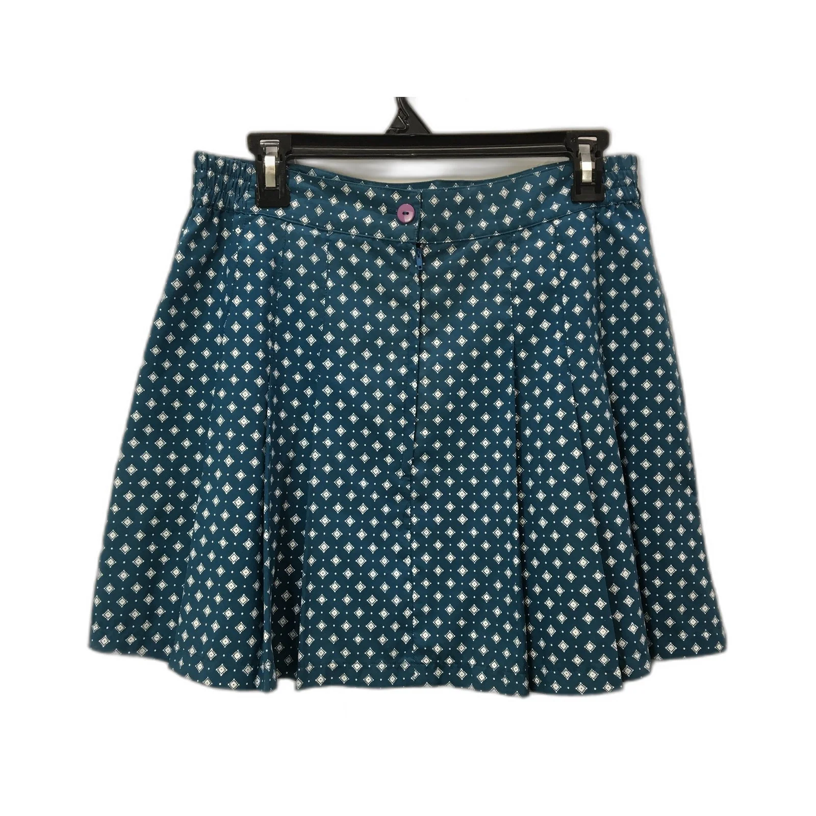 Sfida Pleated Patterned Skirt for Women Navy Blue Size 8 - Image 2