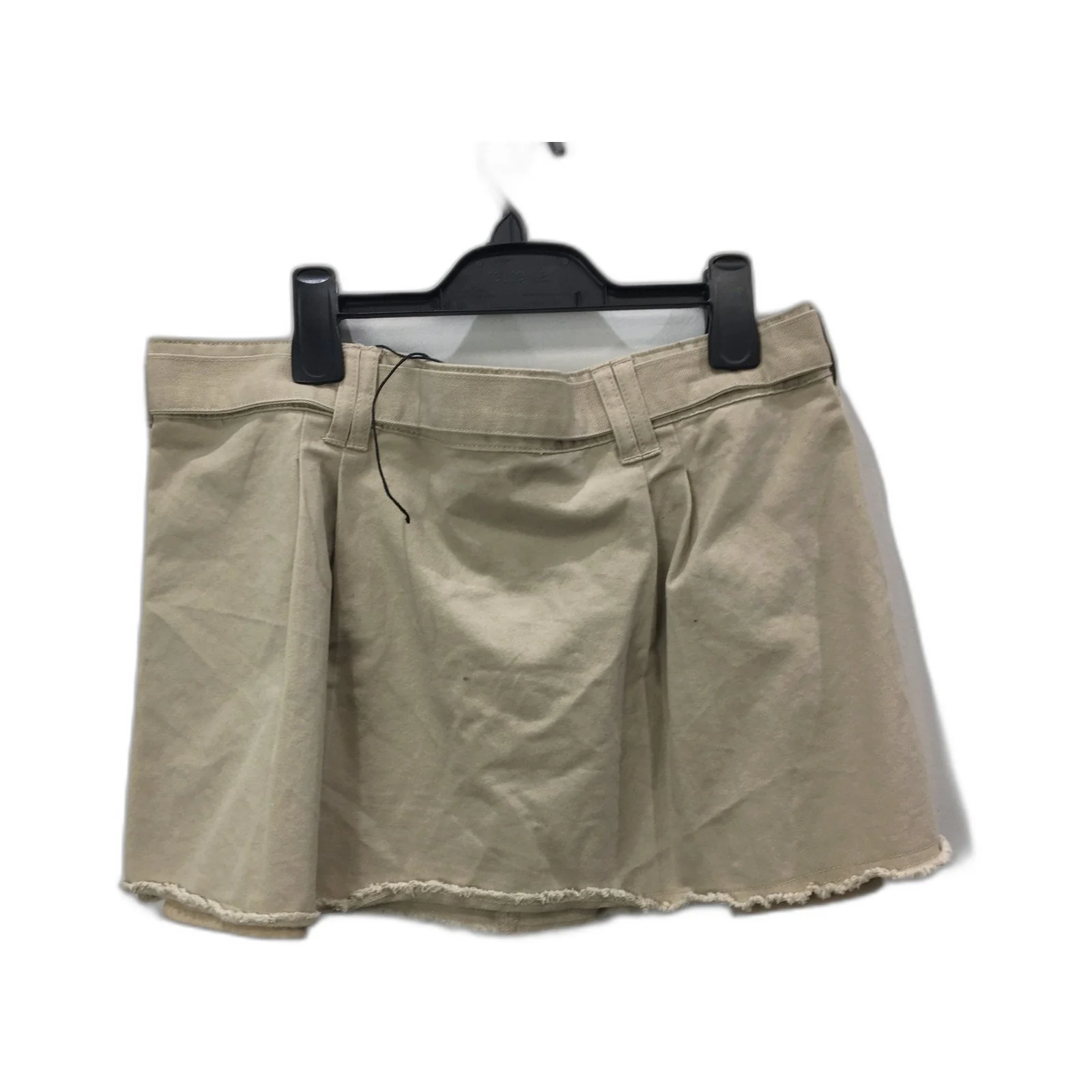 Ghanda Cotton Belted Skirt with Frayed Hem Beige Women's Size 12 NEW - Image 2