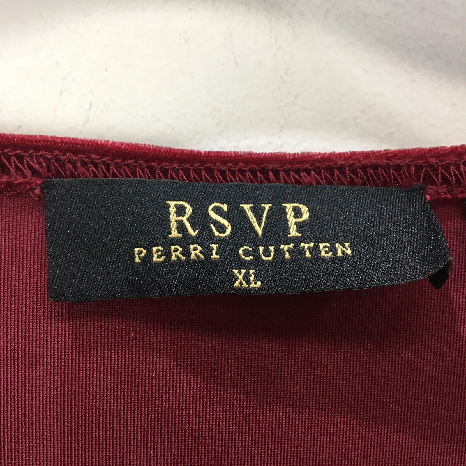 RSVP Velvet Long Sleeve Top Burgundy Women's Size XL - Image 4