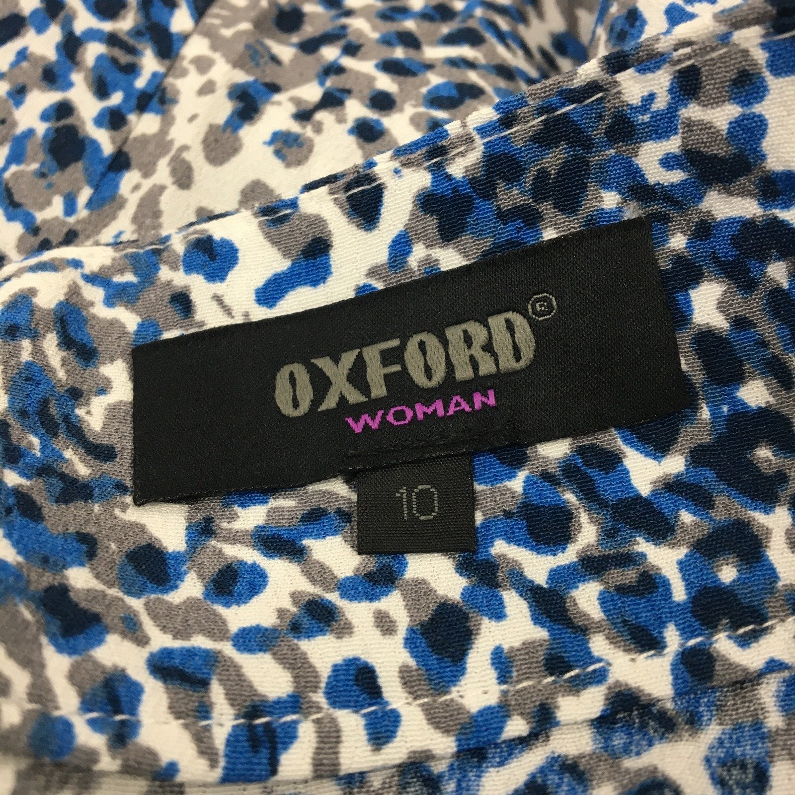 Oxford Woman Patterned Viscose Elastic Waist Skirt Blue Gray Size 10 NEW - Image 3