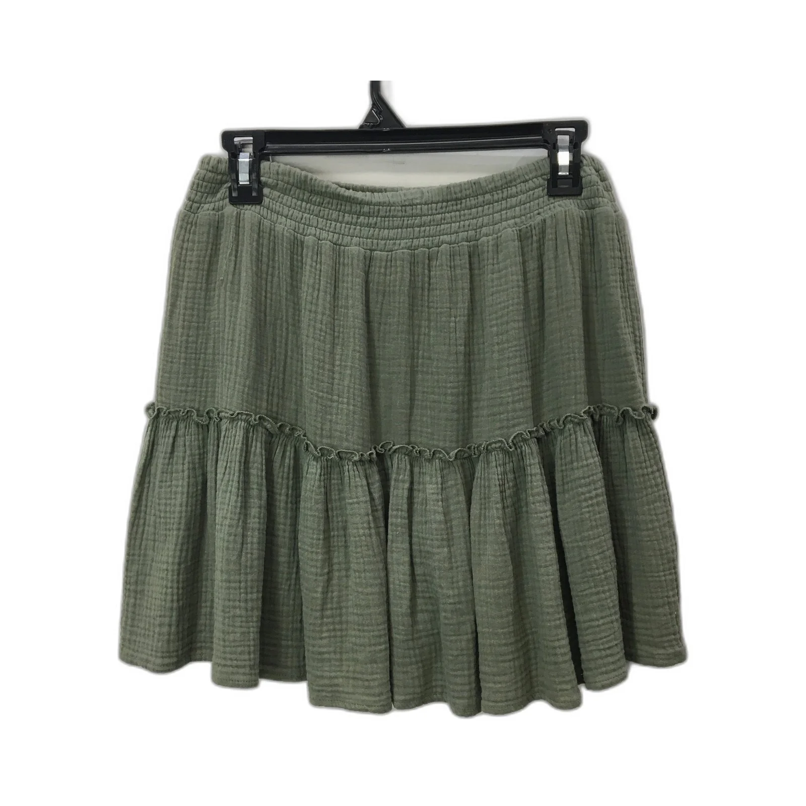 Bodi Cotton On Tiered Ruffle Skirt Olive Green 100% Women's Size M - Image 2