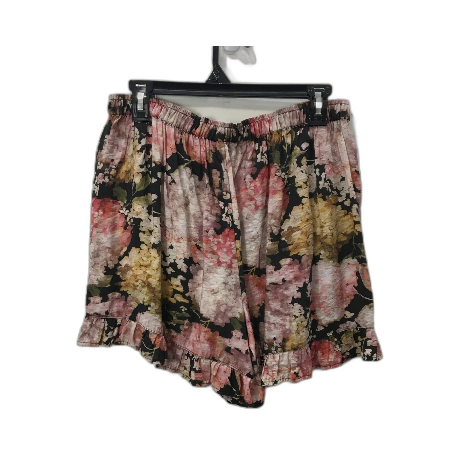 Bendon Floral Ruffle Hem Elastic Waist Shorts Pink Women's Size Small
