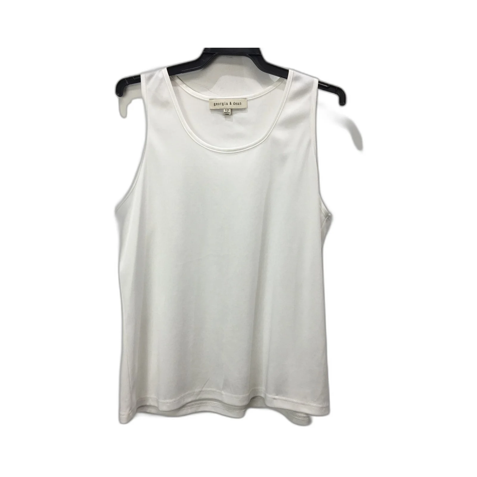 Georgia & Dean Women's Polyester Tank Top Sleeveless Comfortable White Size 12