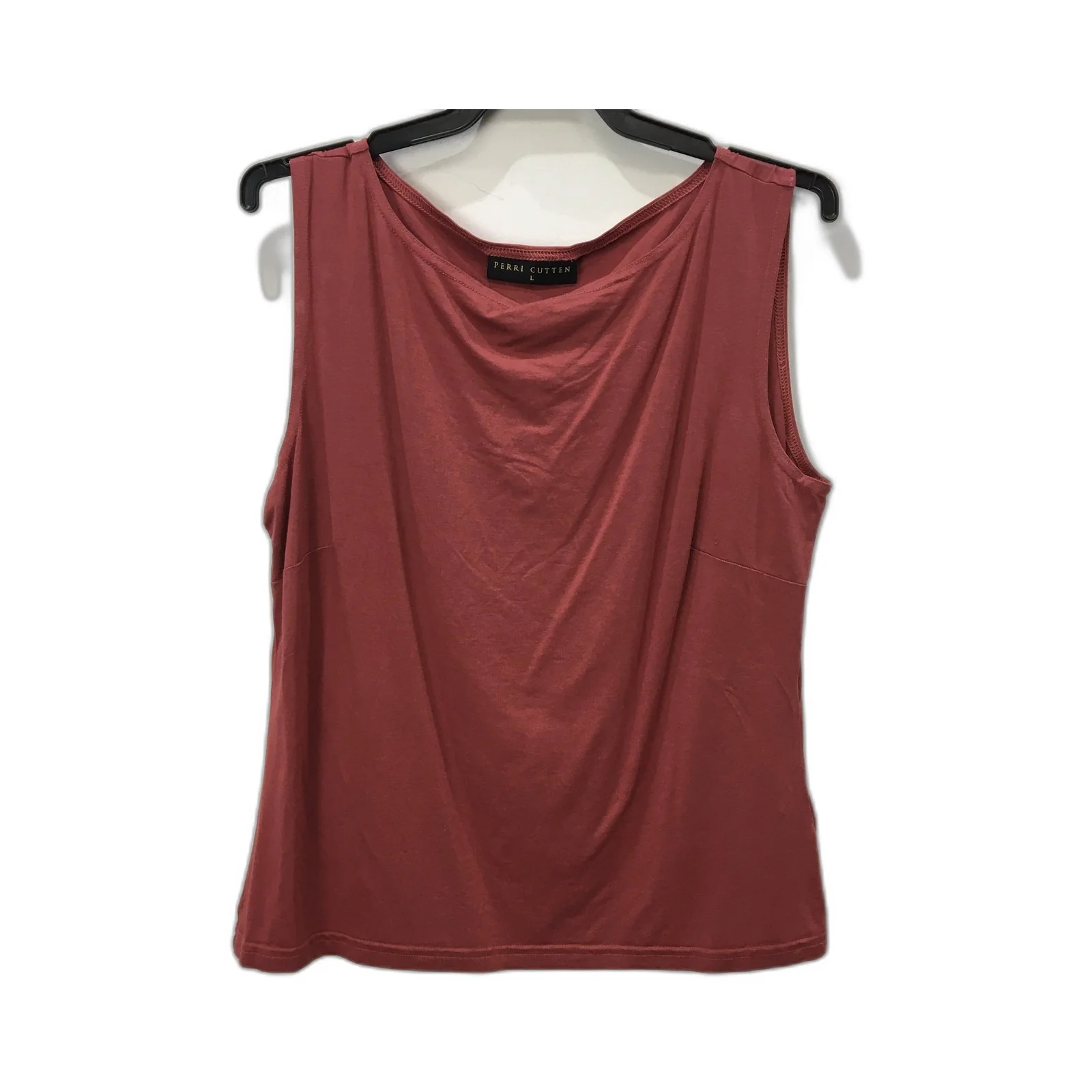 Perri Cutten Sleeveless Draped Neck Tank Top Women Burgundy Size L
