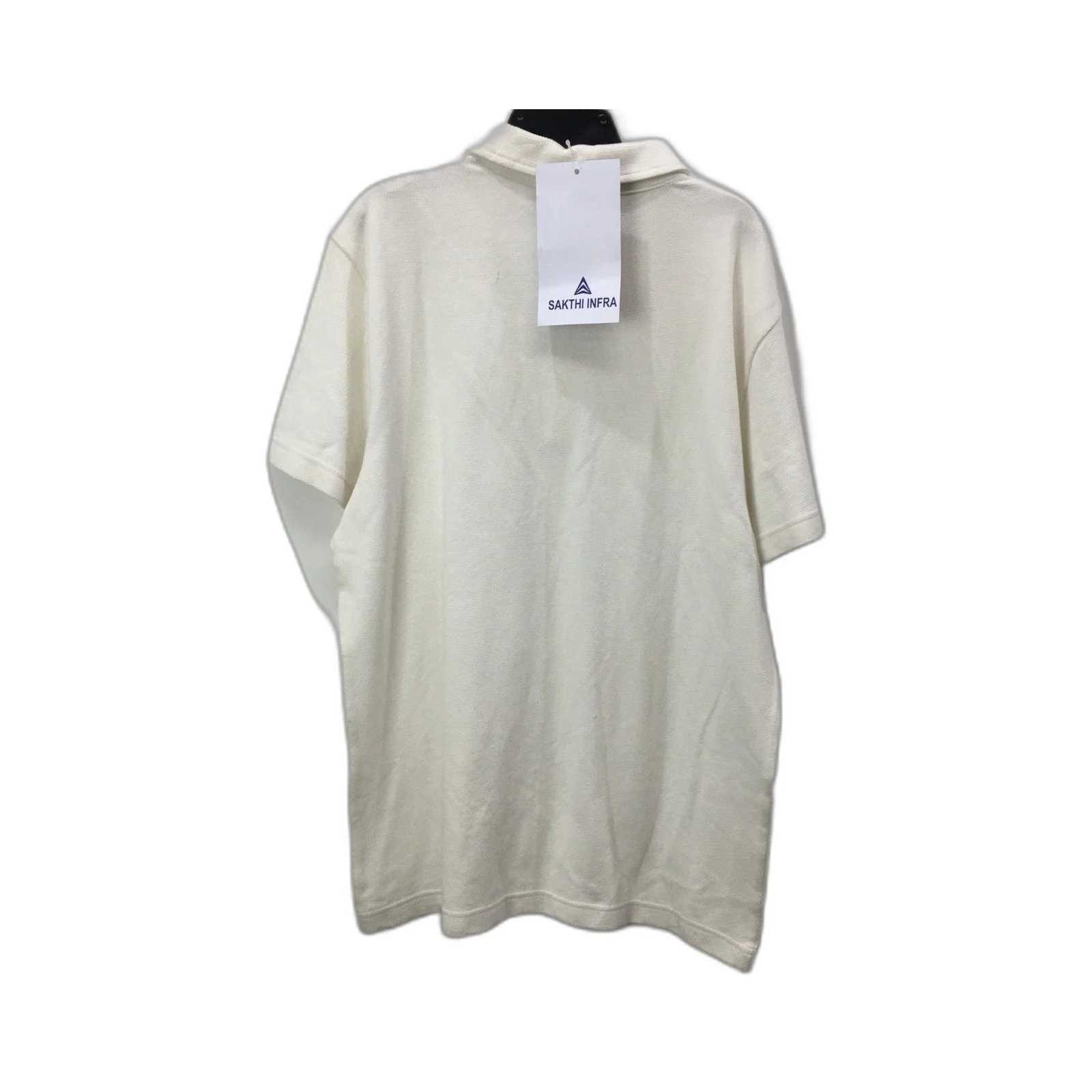Monoprix Textured Jersey Polo Shirt Cotton Casual Unisex White Size Medium NEW - Image 2