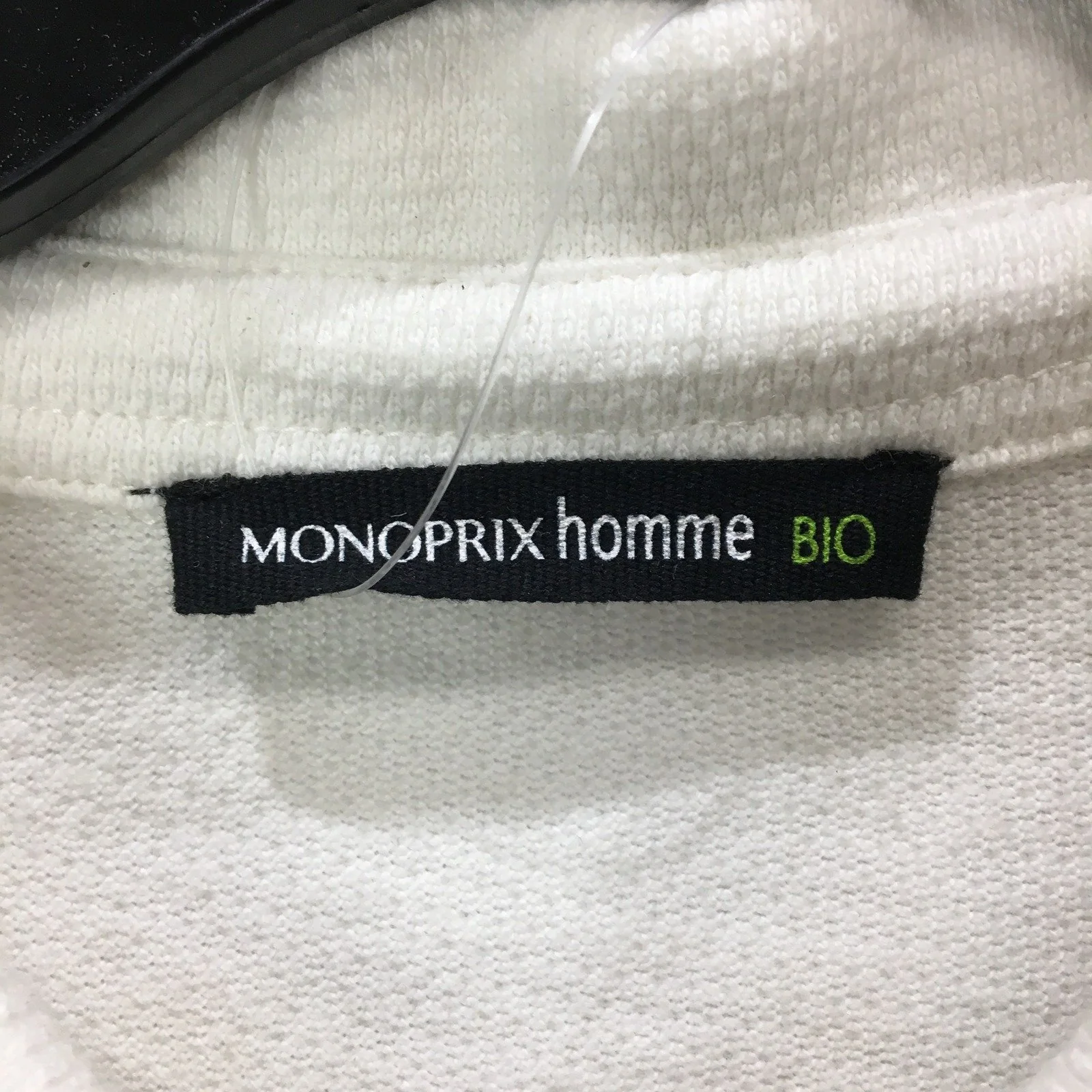 Monoprix Textured Jersey Polo Shirt Cotton Casual Unisex White Size Medium NEW - Image 4