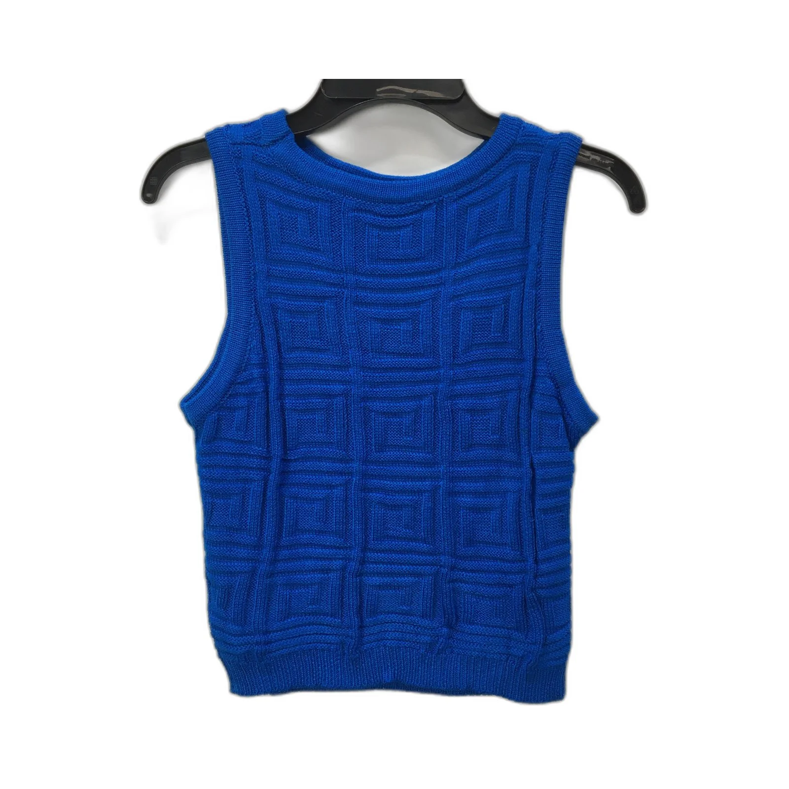Geometric Pattern Sweater Vest Unisex Viscose Comfortable Blue Women's Size M - Image 2