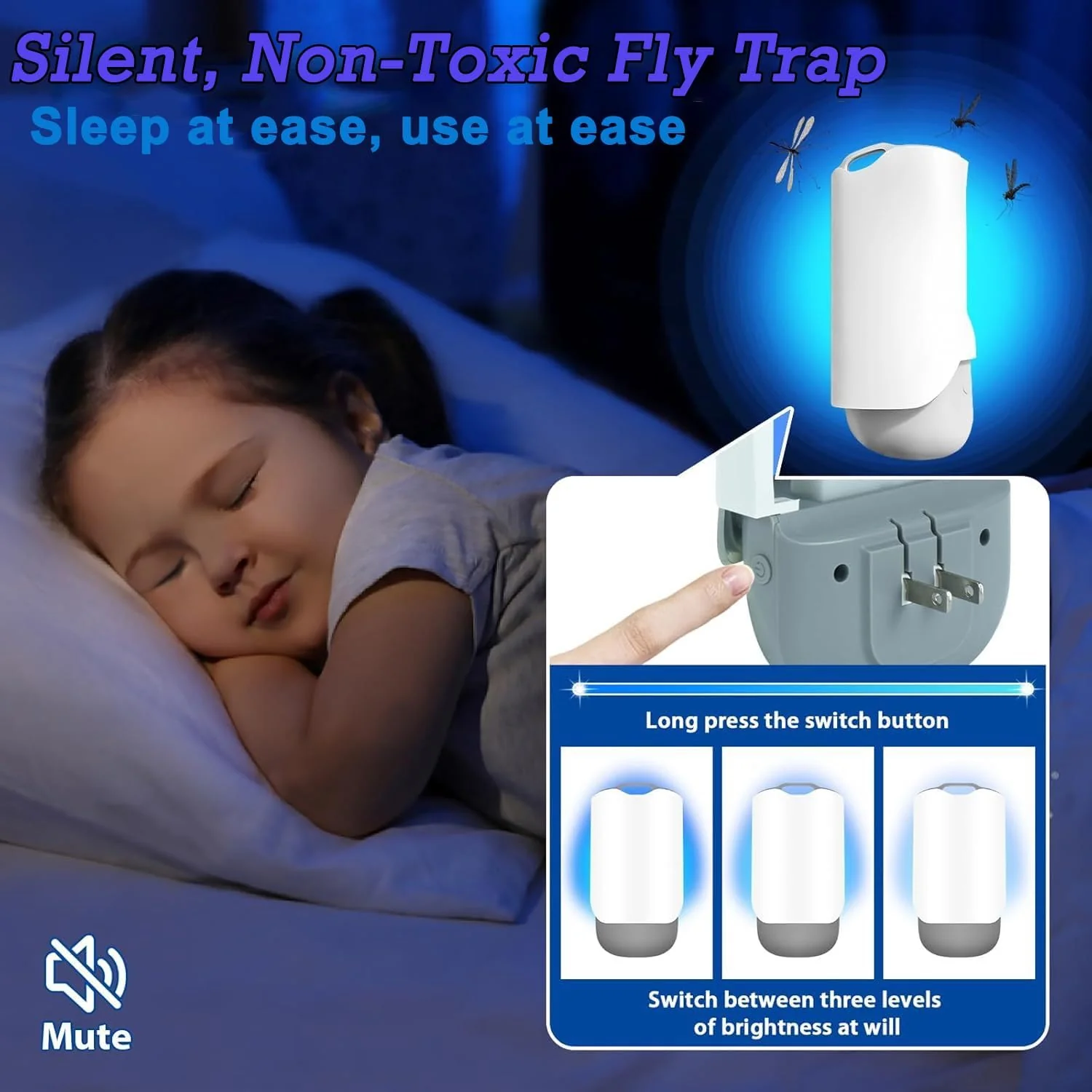 wakouter Plug-in Traps Fly Trap Bug Zapper with Night Light UV Attraction NEW - Image 4