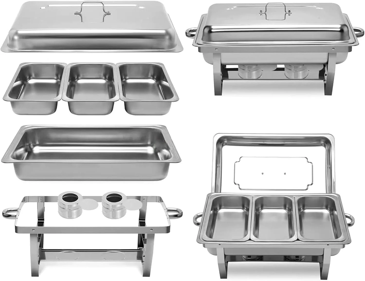 Velmora Stainless Chafing Dishes & Food Warmers Steel Insulated Buffet Food NEW - Image 9