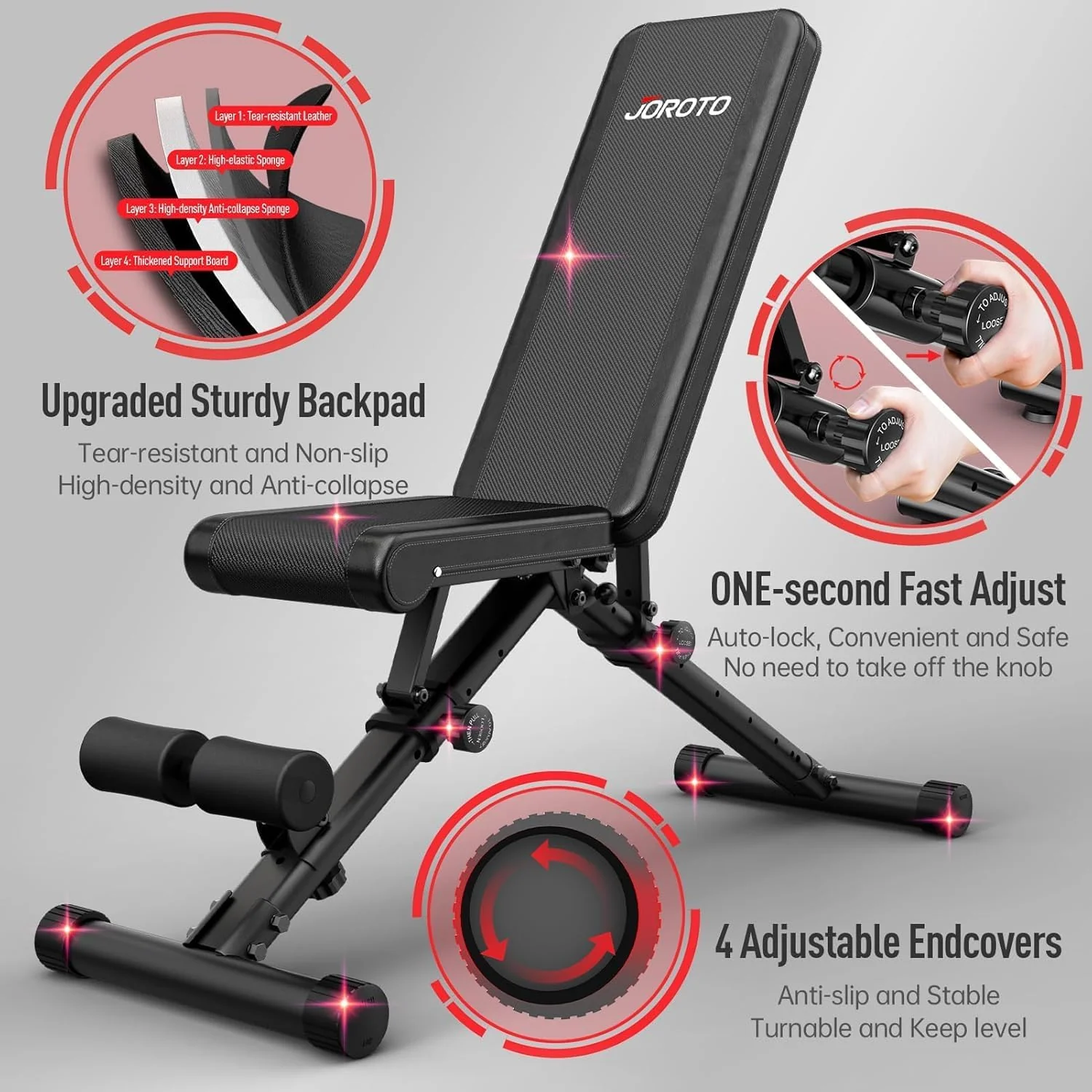 JOROTO Adjustable Strength Training Equipment Weight Bench Foldable 700 NEW - Image 5
