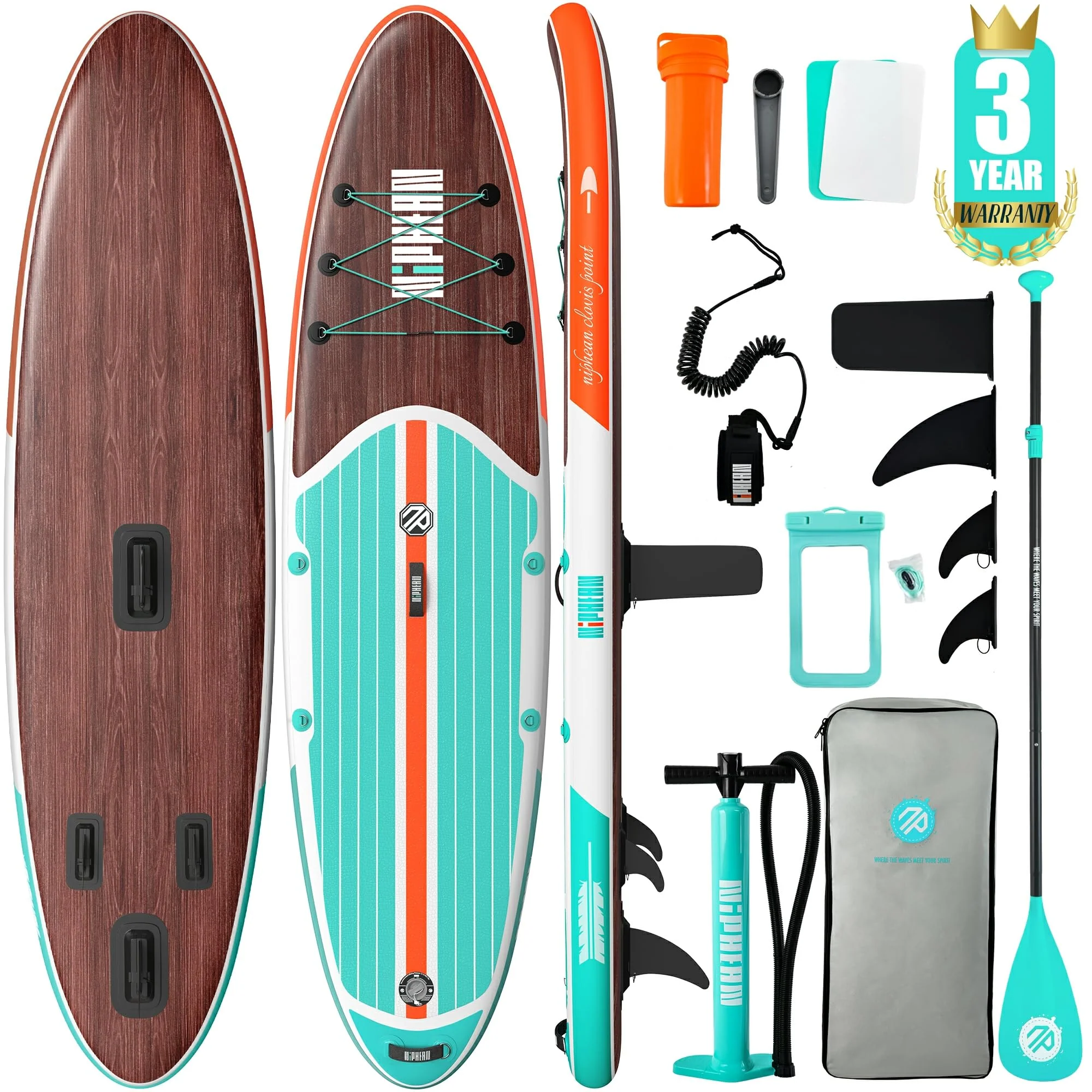 niphean Inflatable Stand Up Paddle Board with StabilTrac Fin Design NEW