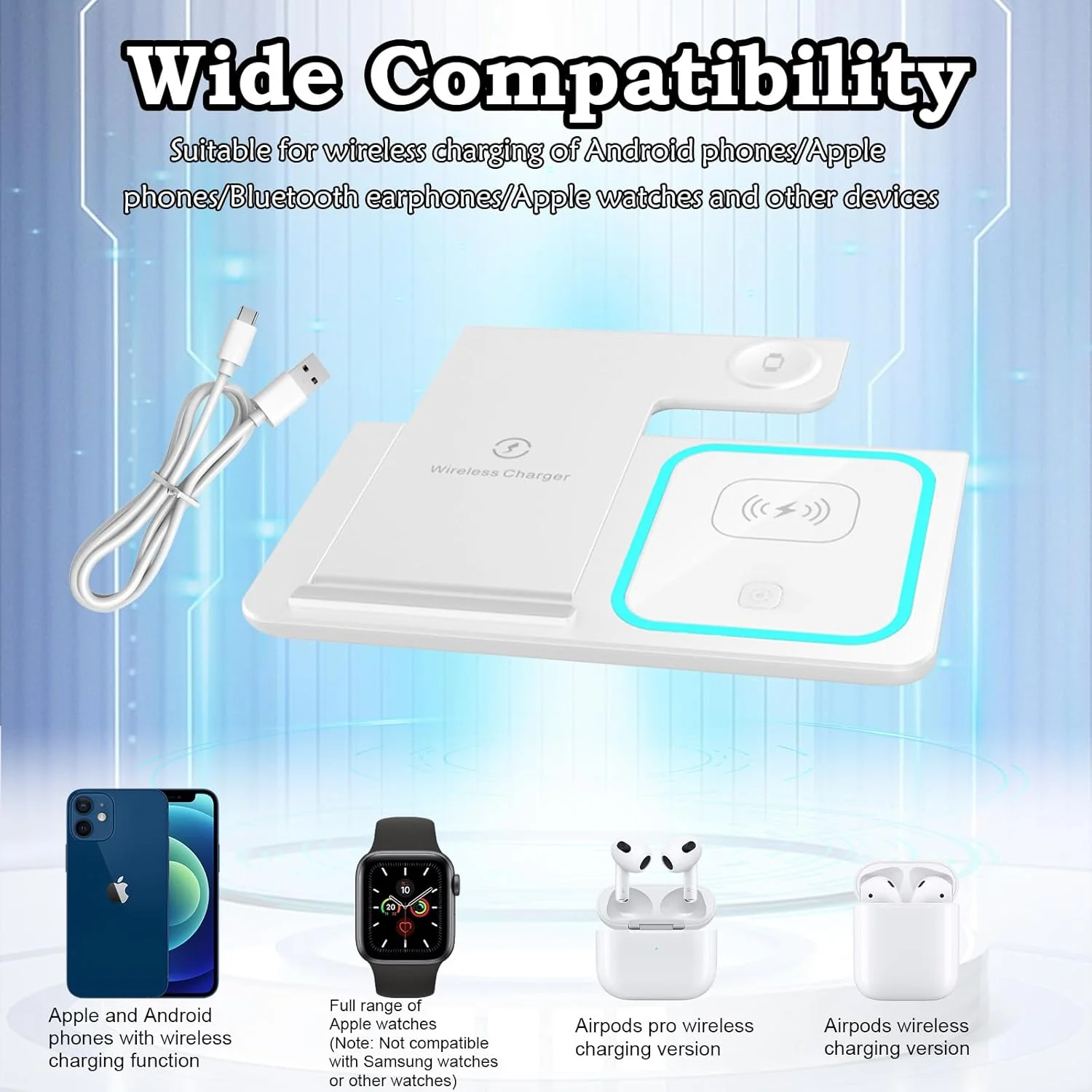 Pearyaest 15W Fast Wireless Charging Station Universal Induction Chargers NEW - Image 3