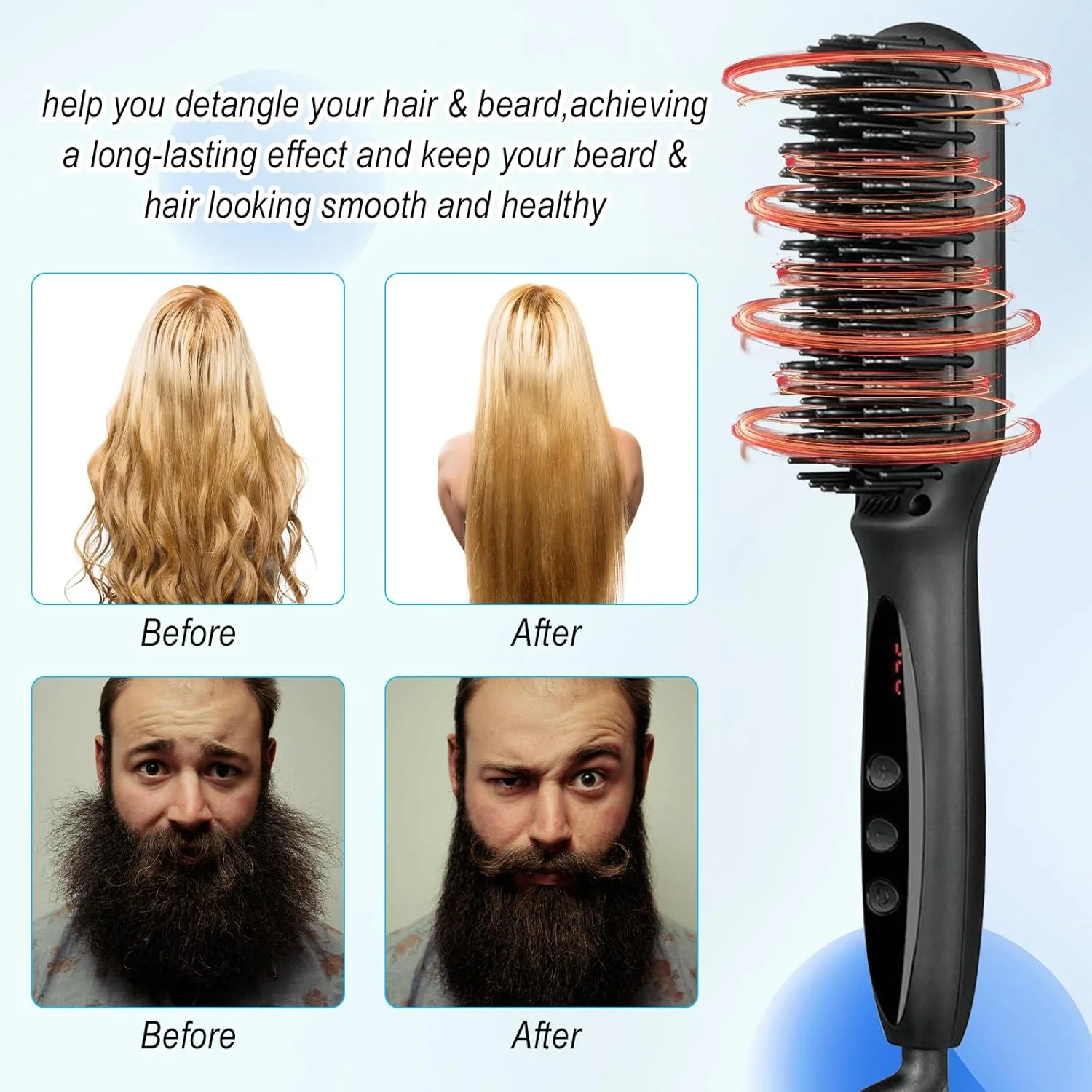 Yakiter 3-in-1 Hair Straightener Brush with 30s Fast Heating Unisex NEW - Image 4