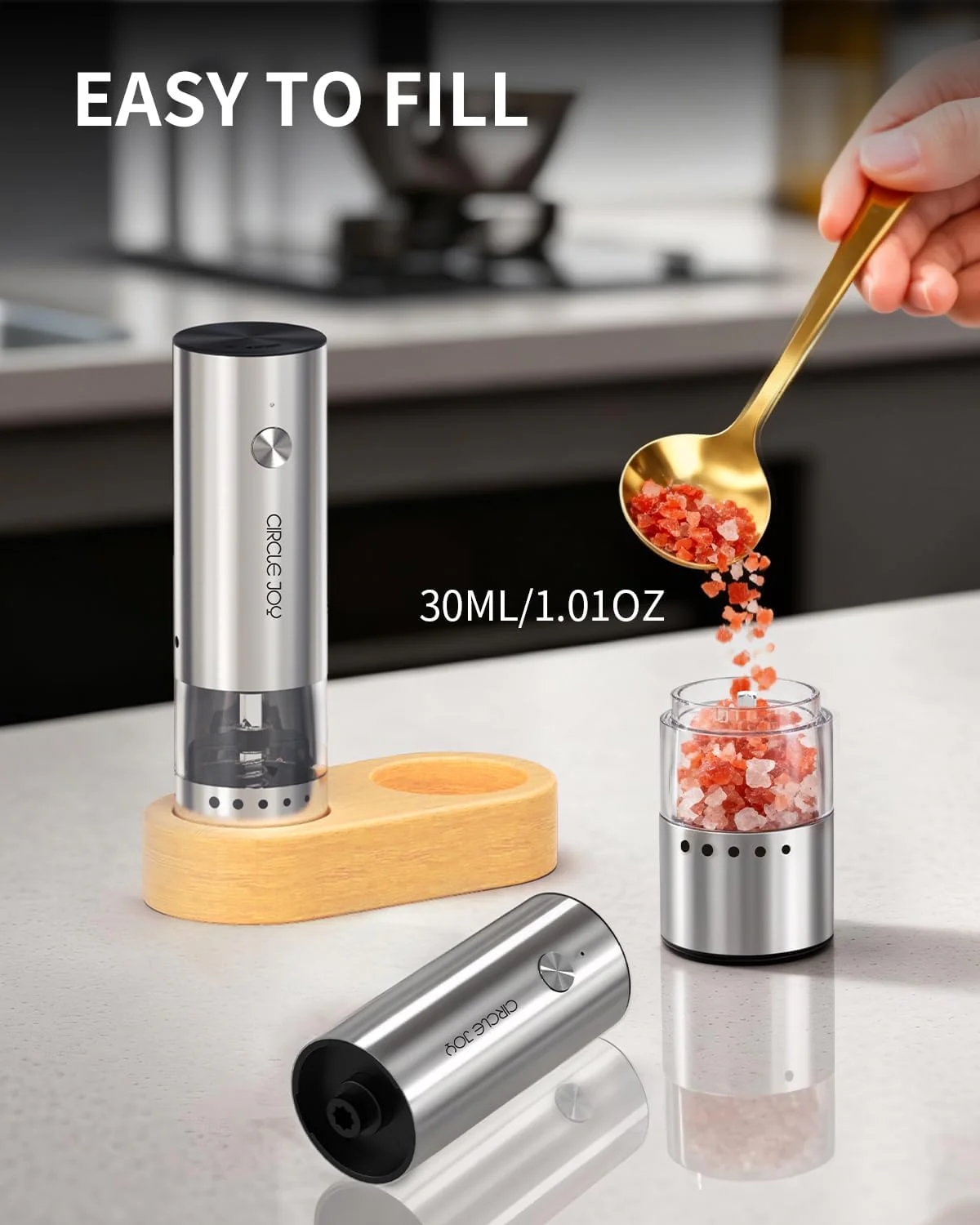 CIRCLE JOY Salt & Pepper Mill Sets Electric Salt and Pepper Grinder Set NEW - Image 6