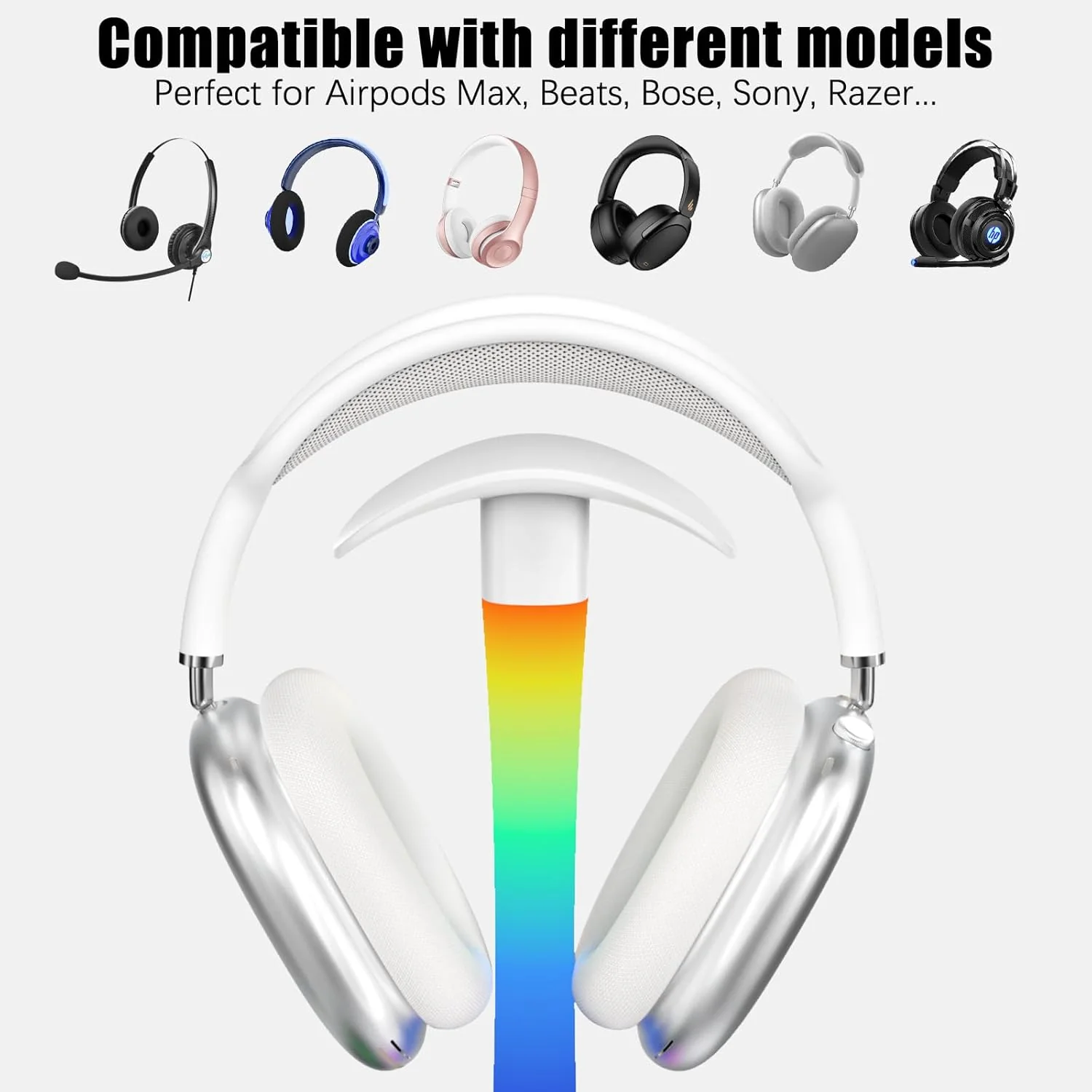 Tascaquin Wireless Stands Charging Headphone Stand with RGB Lighting in NEW - Image 2