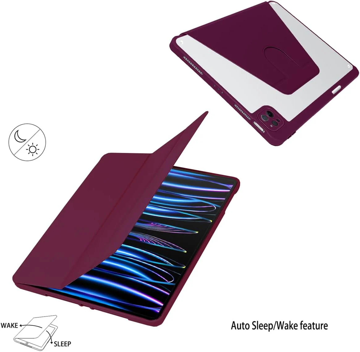 NanHou 360° Cases Rotating Protective iPad Pro 11" Soft TPU Case, Violet NEW - Image 4