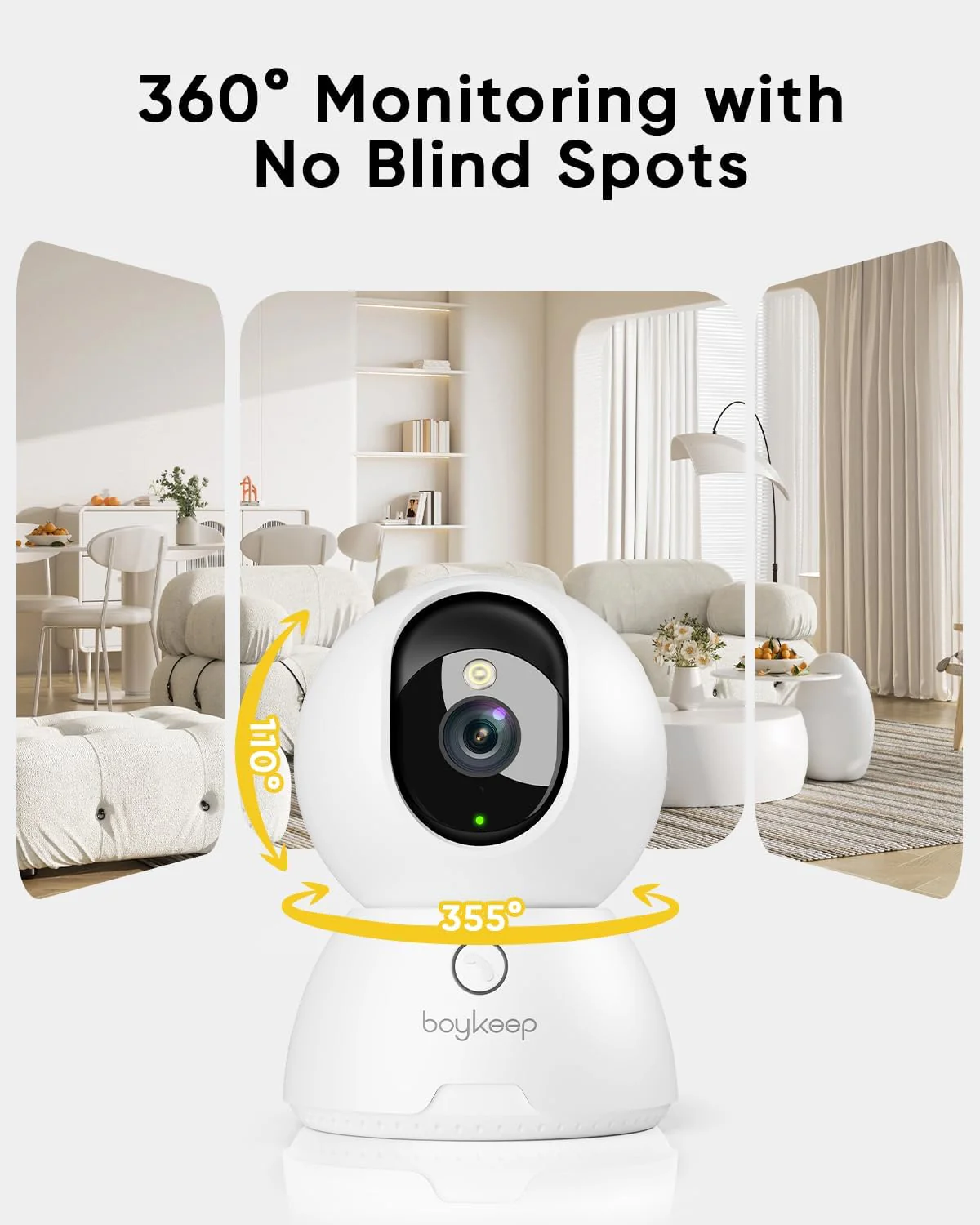 BoyKeep 1PCS-WHITE Dome Cameras Indoor Home Security Camera with One-Touch DEMO - Image 2