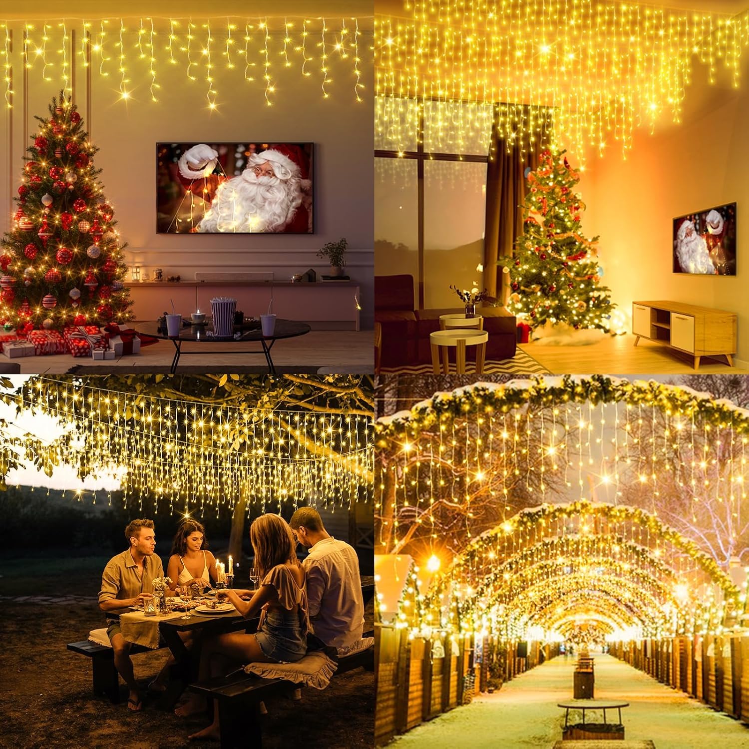 TRWYMZ Warm Indoor-Outdoor White Icicle Lights, 75 Cascading Bulbs, Outdoor NEW - Image 3
