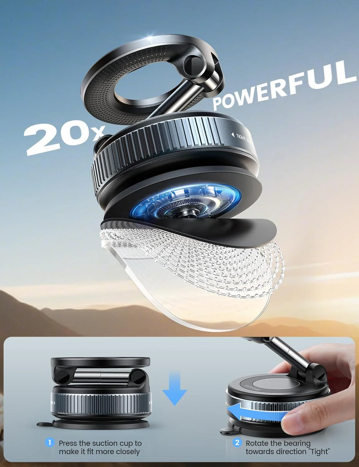 Lamicall Dash-Mounted Holders Strong Suction Magnetic Car Phone Mount Black NEW - Image 3
