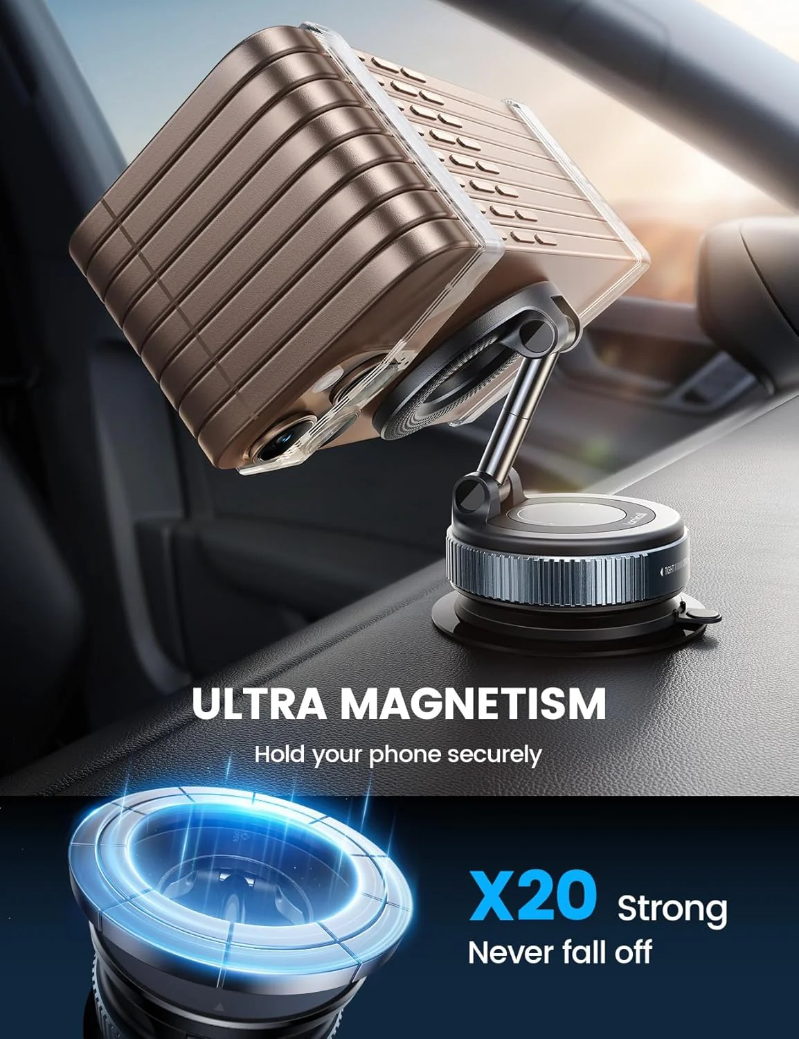 Lamicall Dash-Mounted Holders Strong Suction Magnetic Car Phone Mount Black NEW - Image 5
